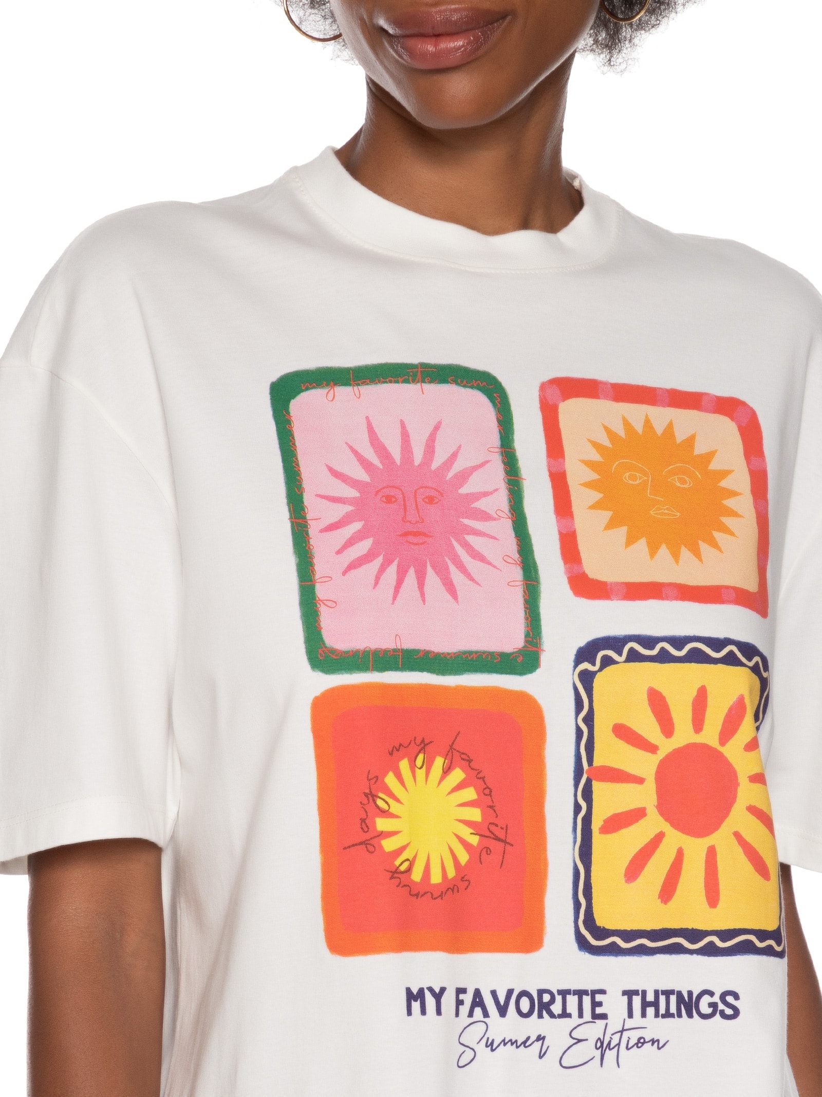 Camiseta Feminina Oversized Alongada Branco My Favorite