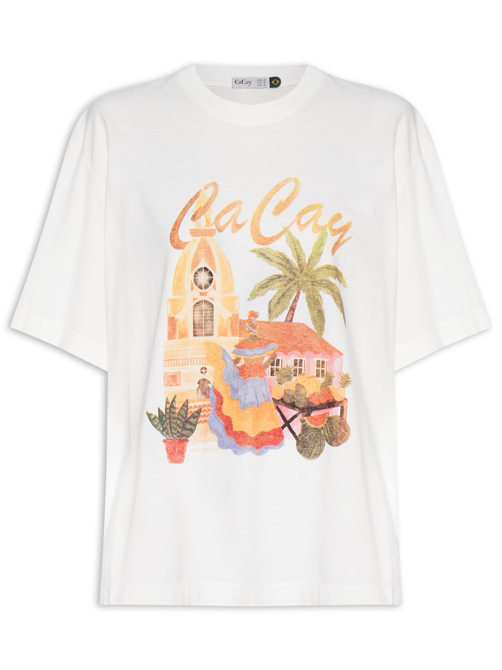 Camiseta Feminina Oversized Cartagena Branco Cacay