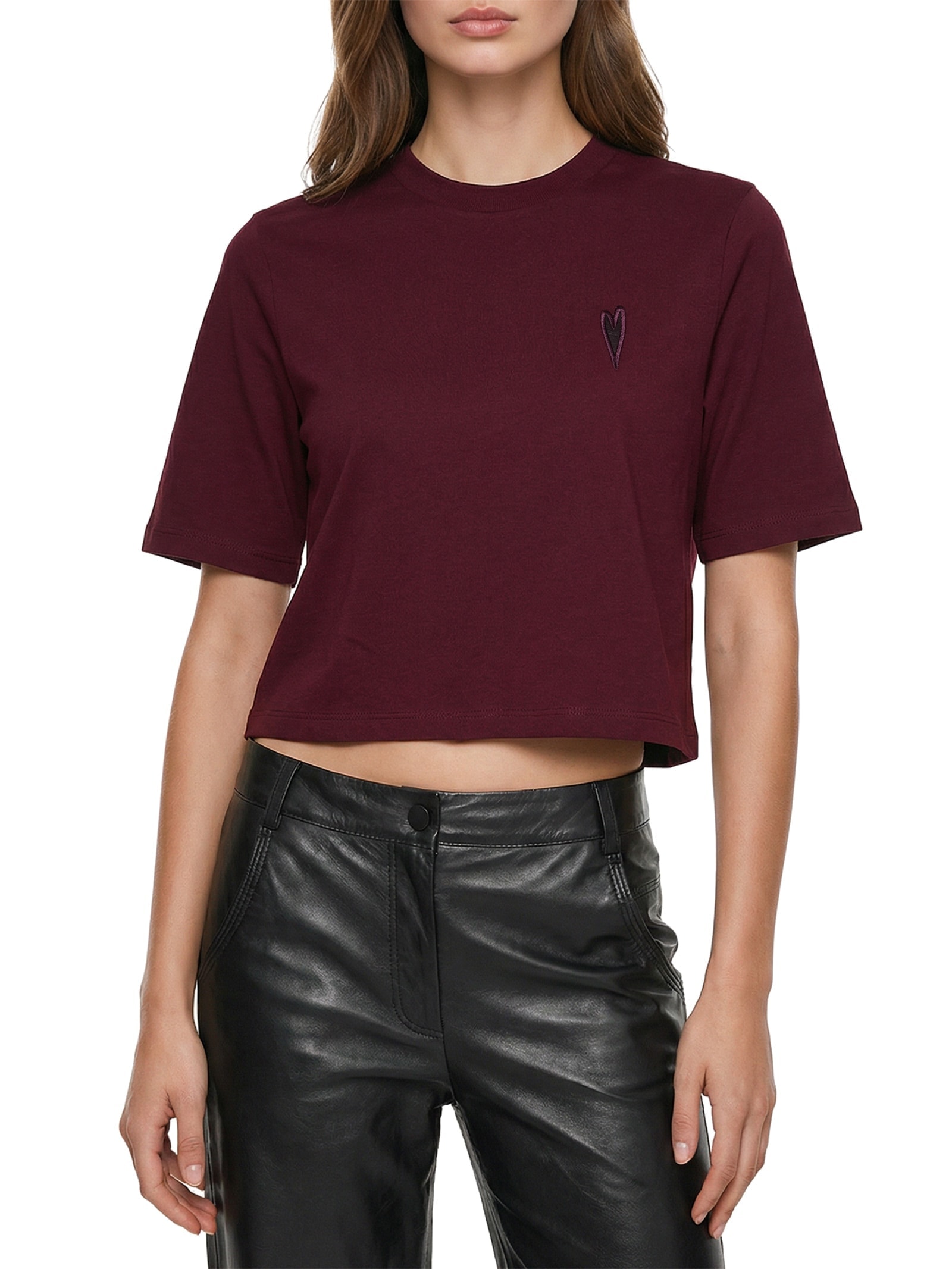 Camiseta Feminina Oversized Com Bordado Vermelho My Favorite