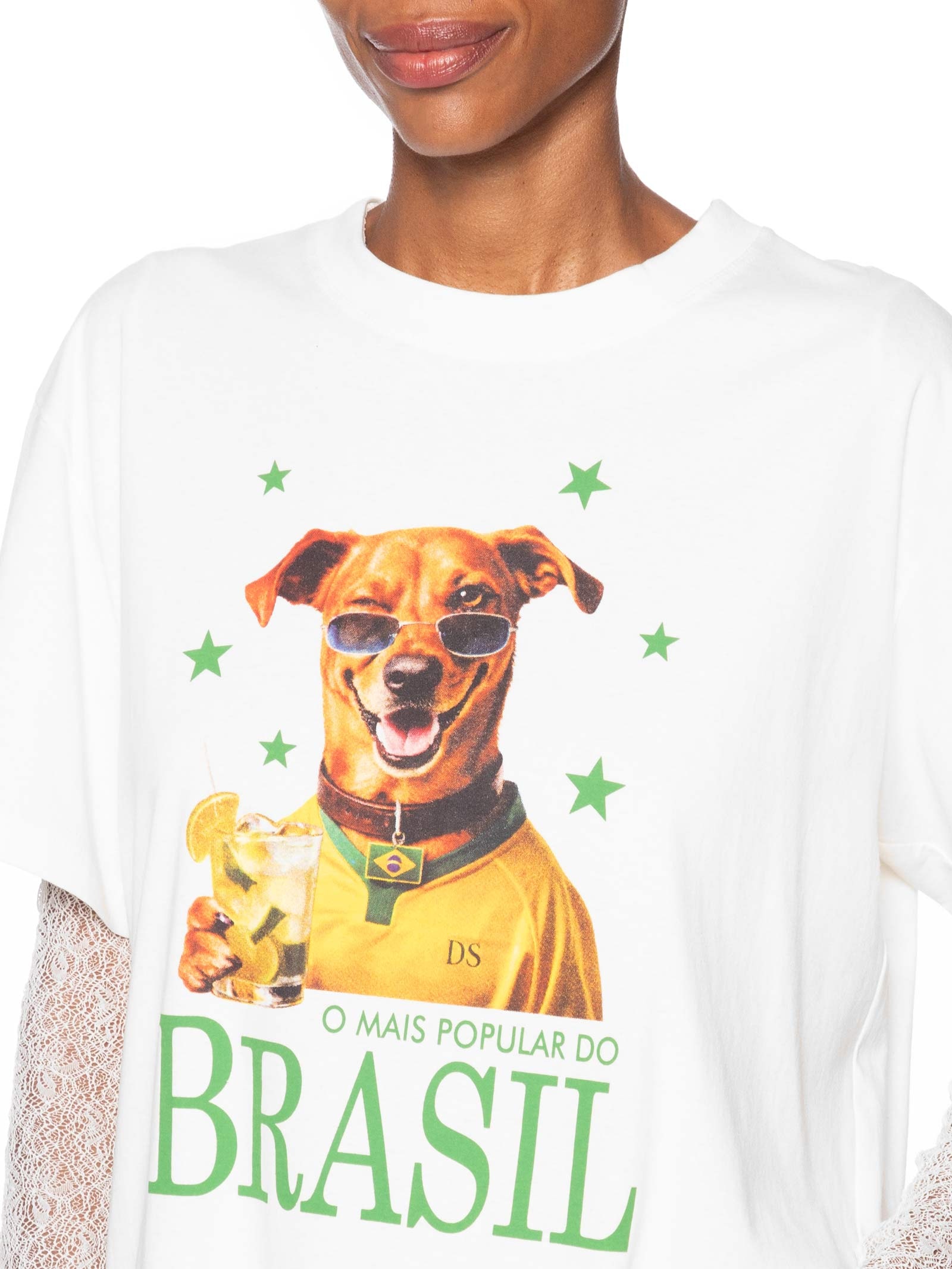 Camiseta Feminina Oversized Estampada Branco Market 33