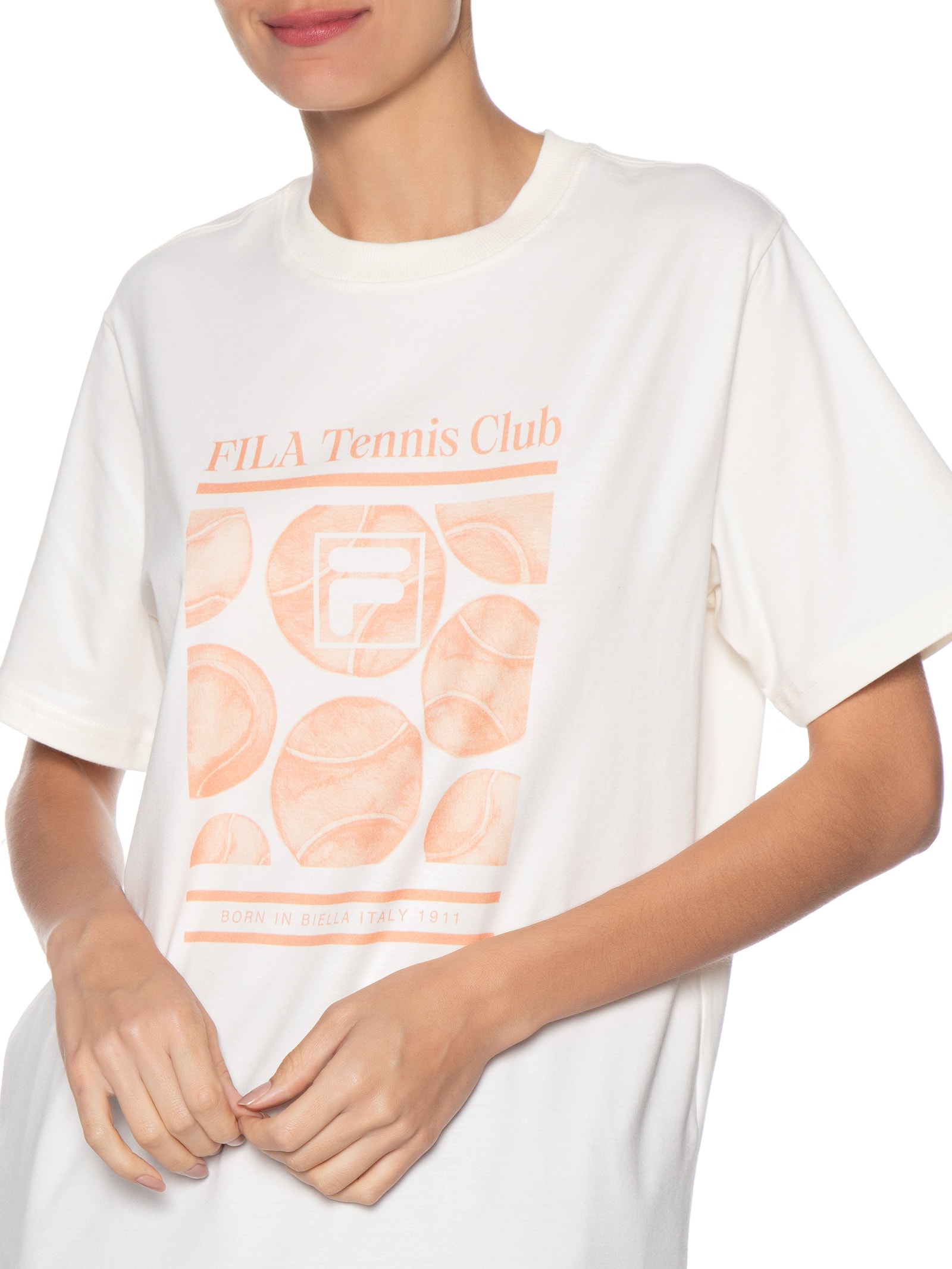 Camiseta Feminina Oversized Letter Branco Fila