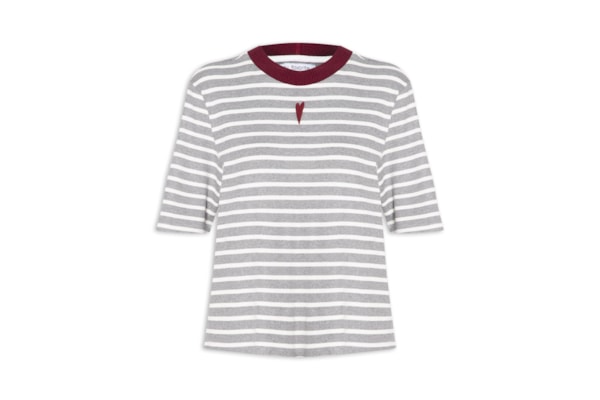 Camiseta Feminina Oversized Listrada - Cinza