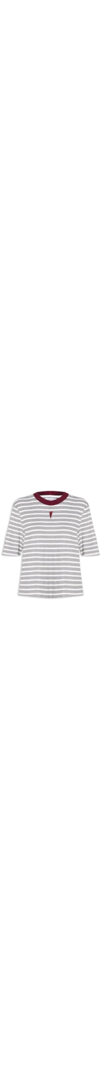 Camiseta Feminina Oversized Listrada - Cinza