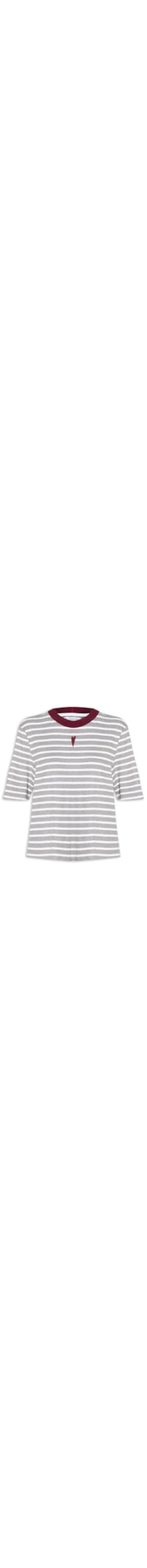 Camiseta Feminina Oversized Listrada - Cinza