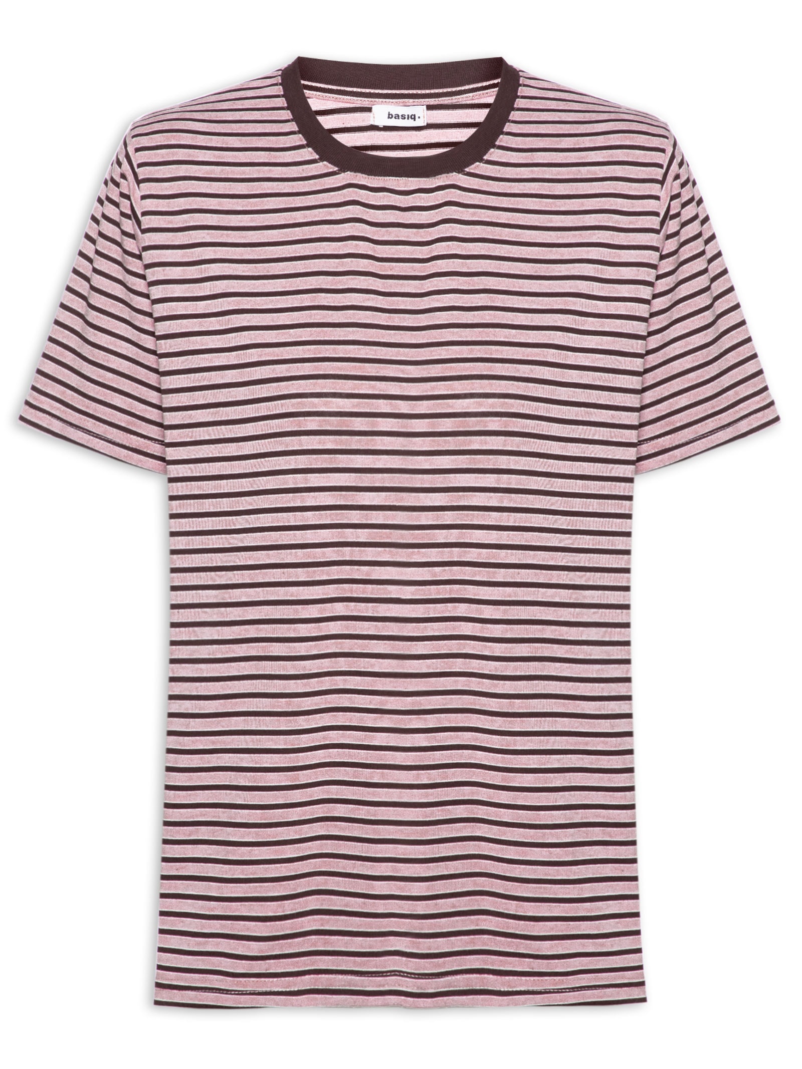 Camiseta Feminina Oversized Listrada Rosa Basiq