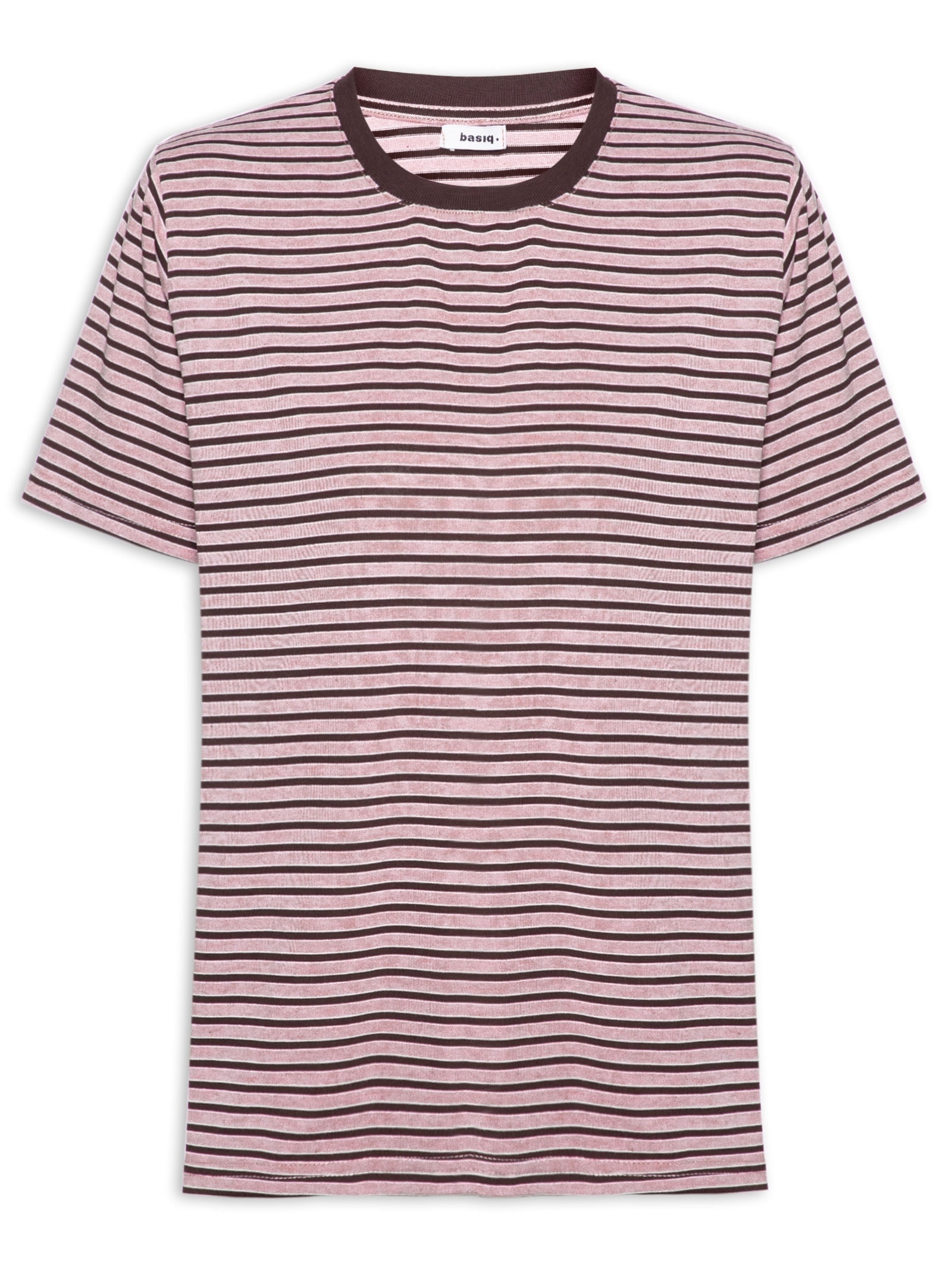 Camiseta Feminina Oversized Listrada Rosa Basiq