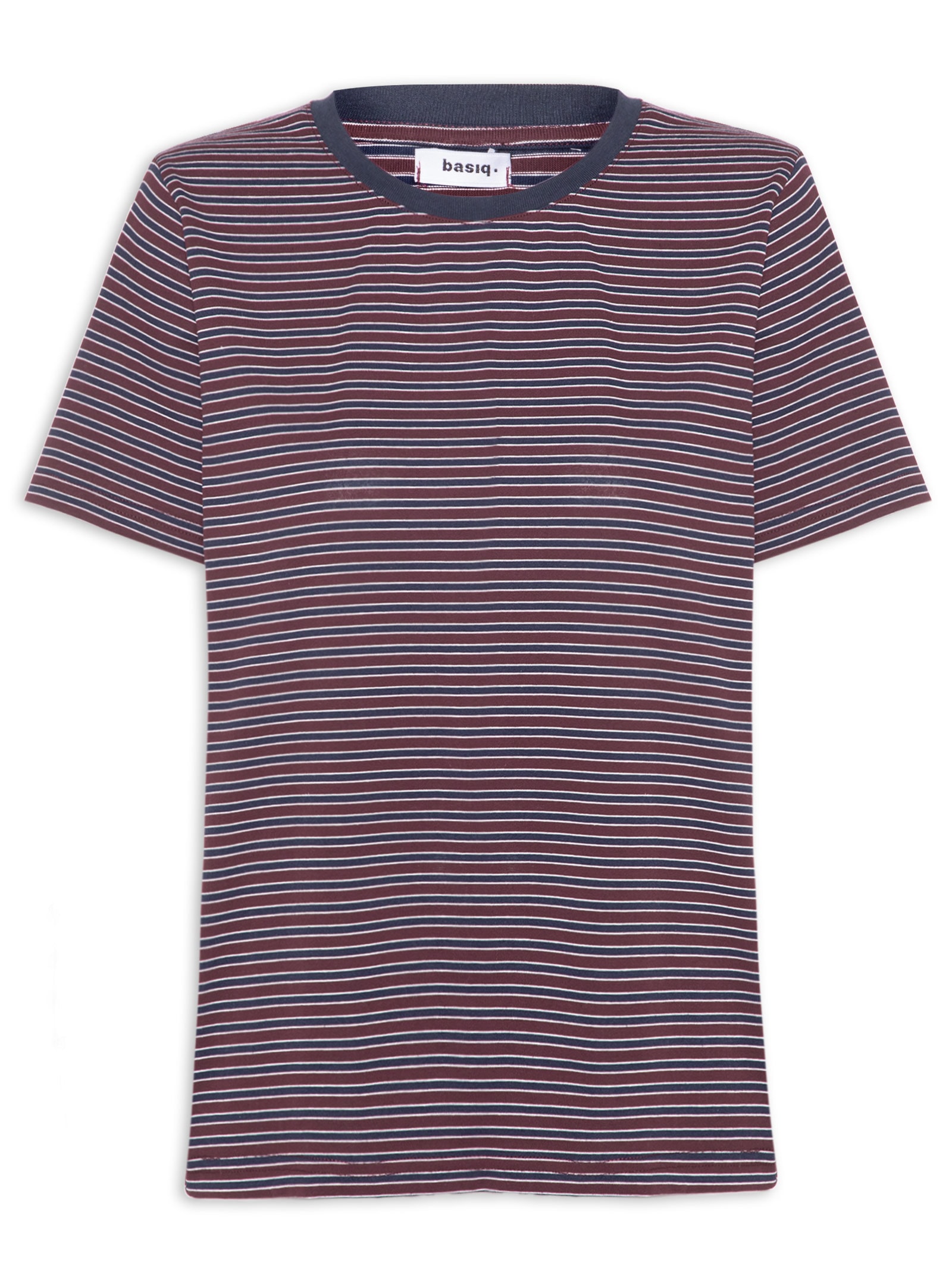 Camiseta Feminina Oversized Listrada Vermelho Basiq