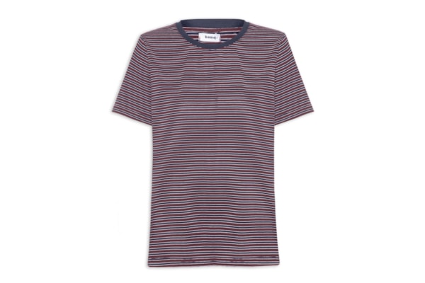 Camiseta Feminina Oversized Listrada - Vermelho