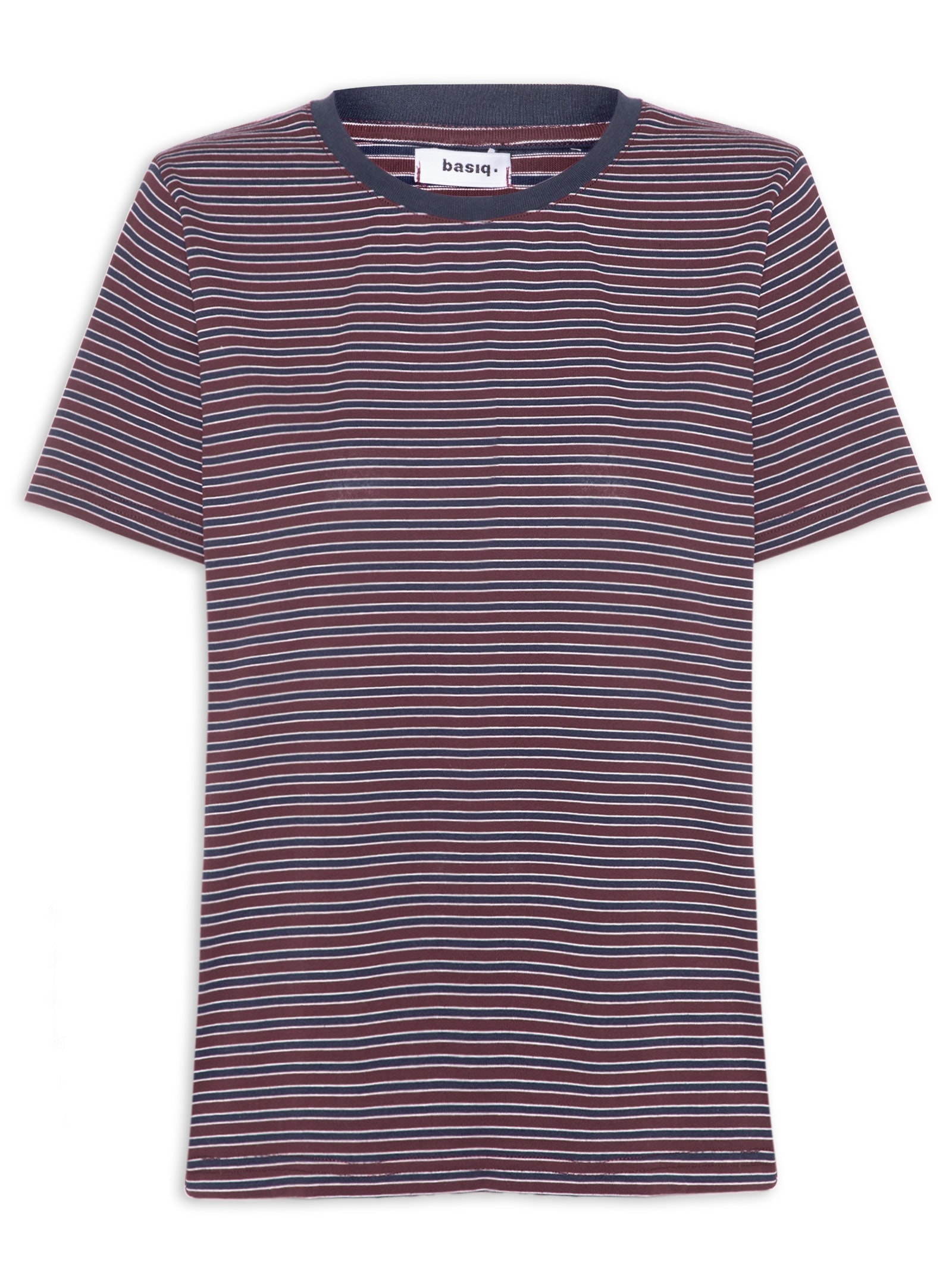 Camiseta Feminina Oversized Listrada Vermelho Basiq
