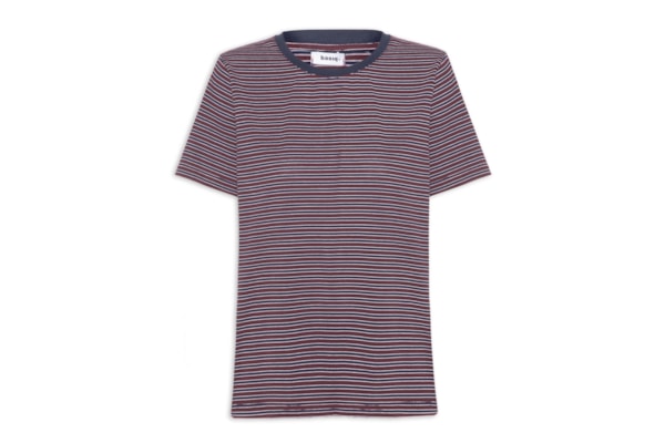 Camiseta Feminina Oversized Listrada - Vermelho