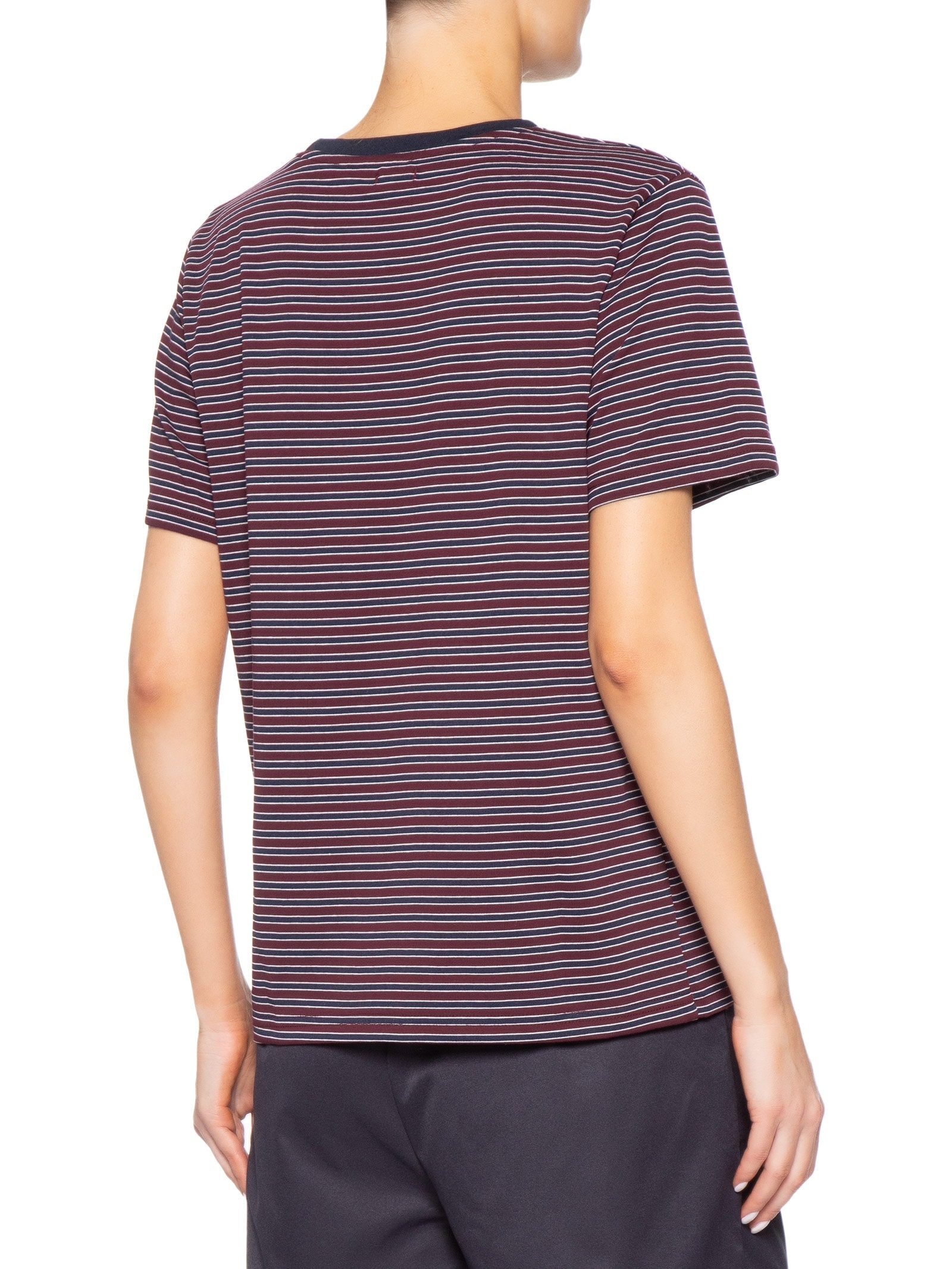 Camiseta Feminina Oversized Listrada Vermelho Basiq