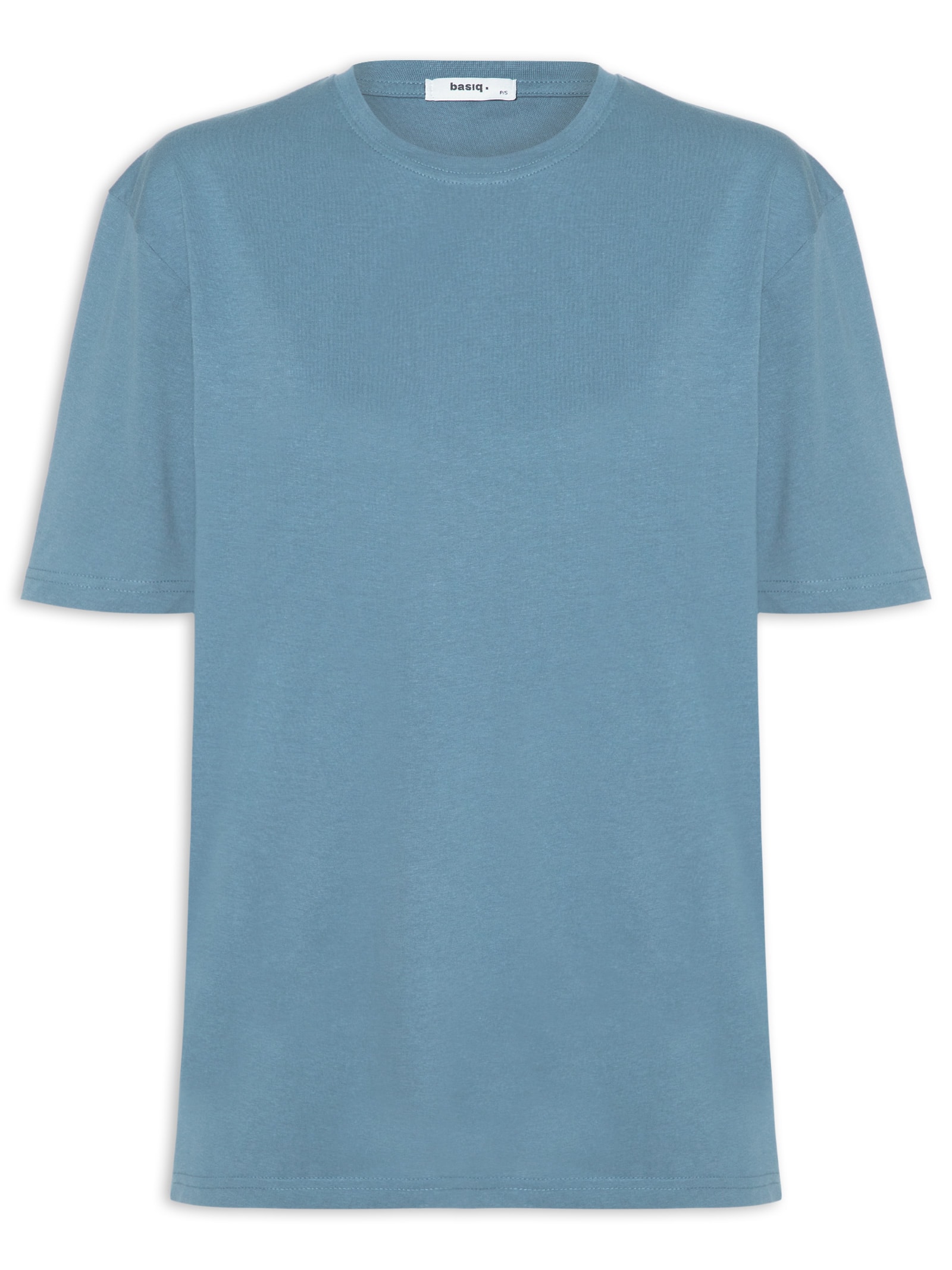 Camiseta Feminina Oversized Manga Curta Azul Basiq