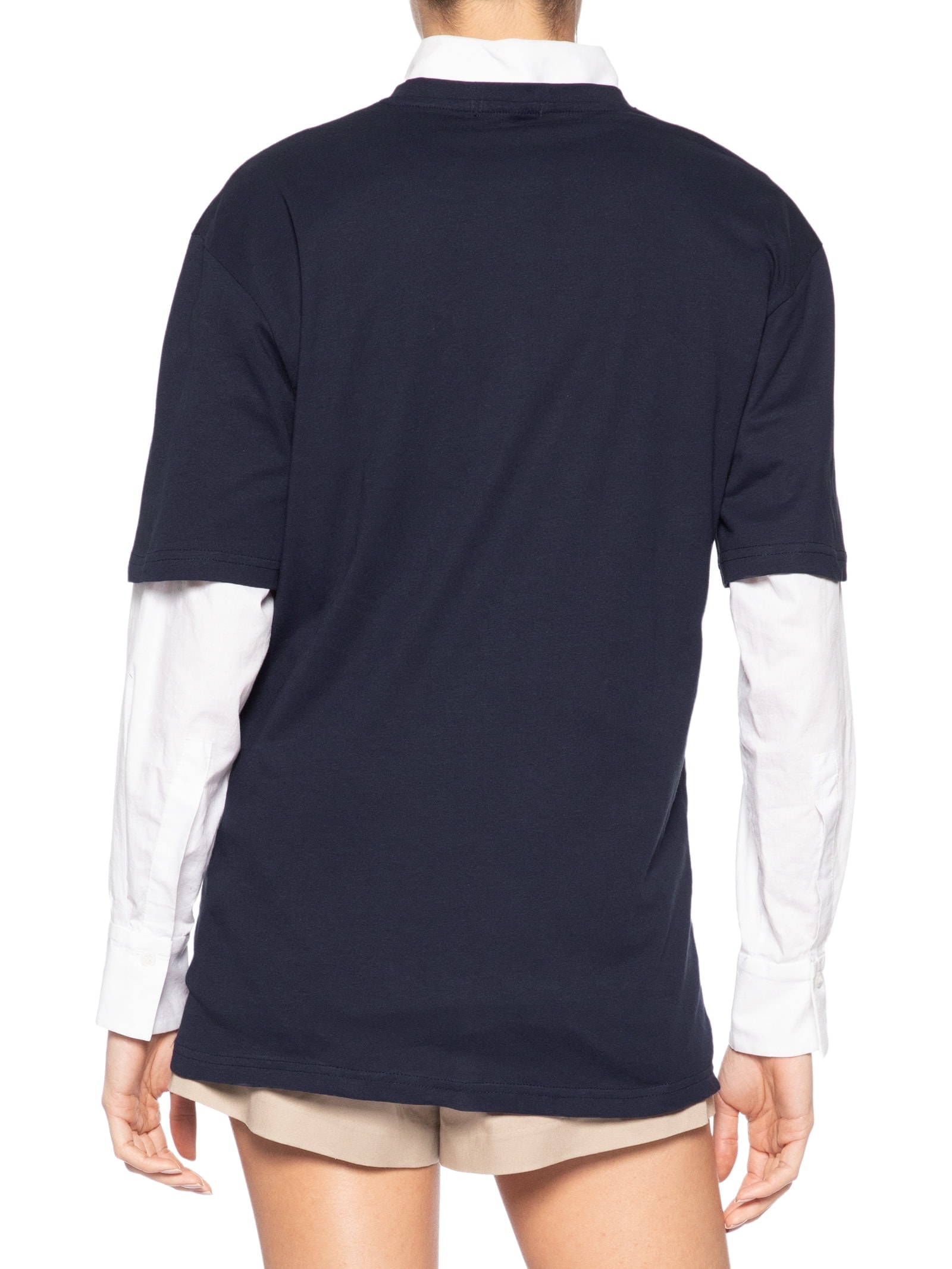Camiseta Feminina Oversized Manga Curta Azul Basiq