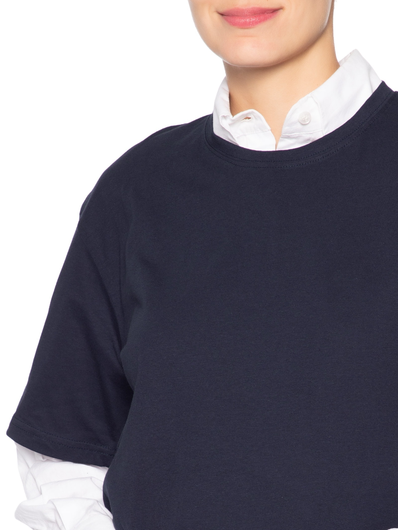 Camiseta Feminina Oversized Manga Curta Azul Basiq