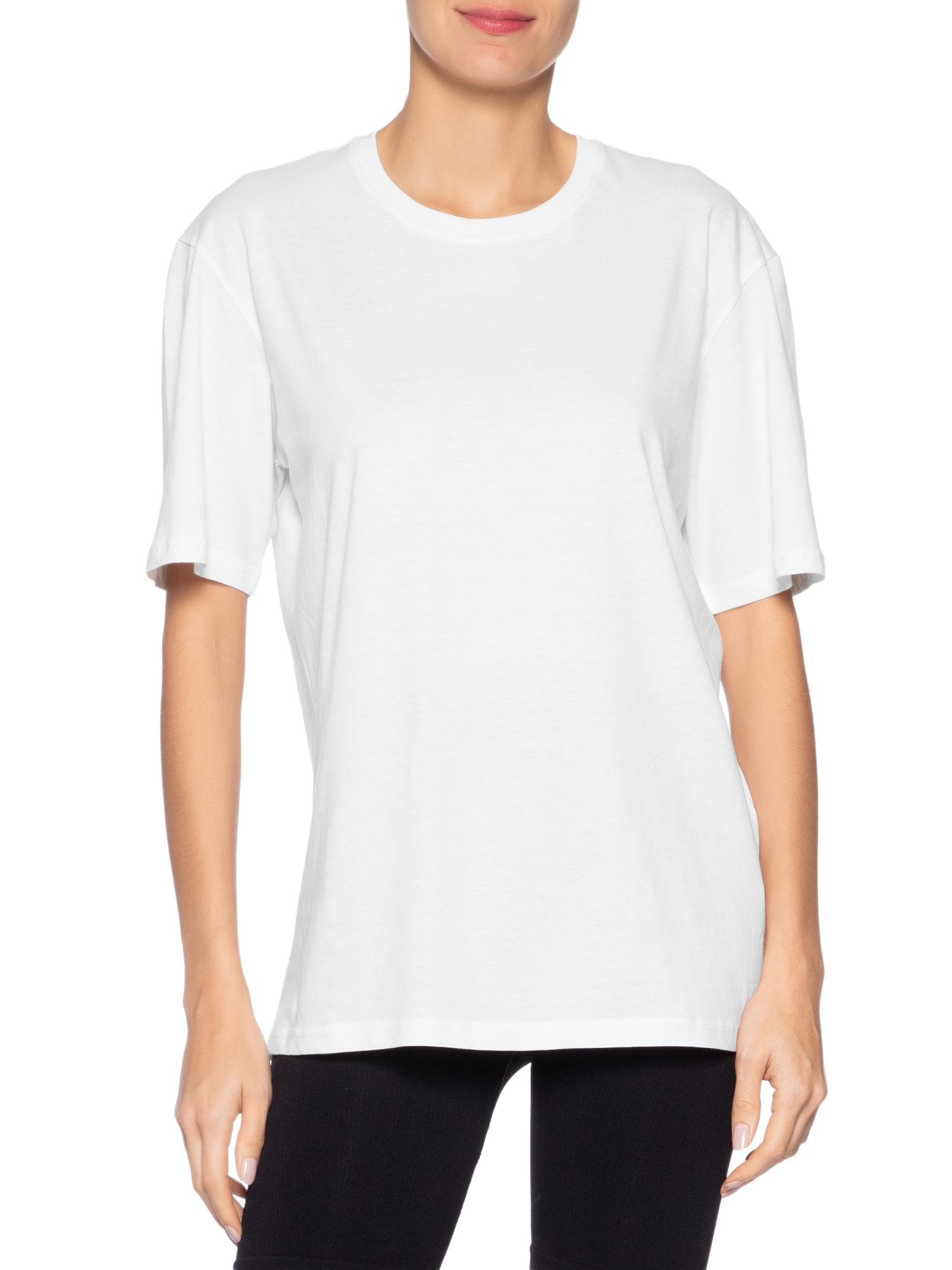 Camiseta Feminina Oversized Manga Curta Branco Basiq