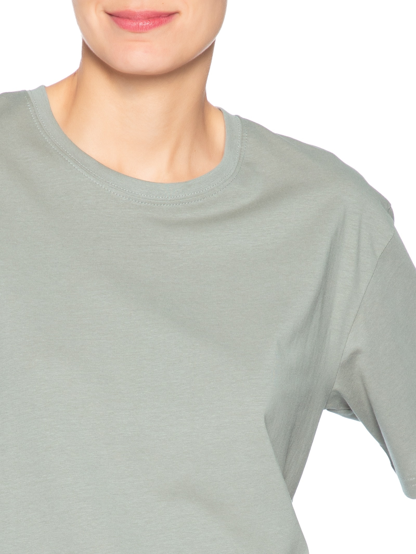 Camiseta Feminina Oversized Manga Curta Cinza Basiq