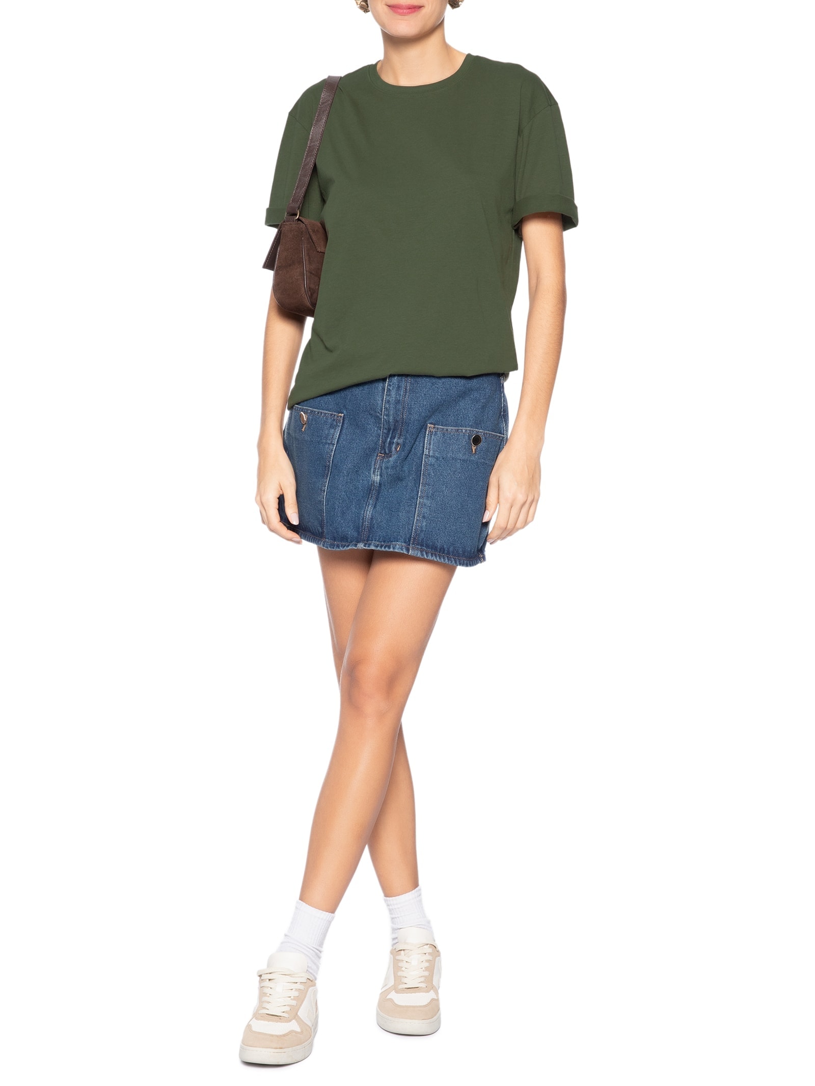 Camiseta Feminina Oversized Manga Curta Verde Basiq