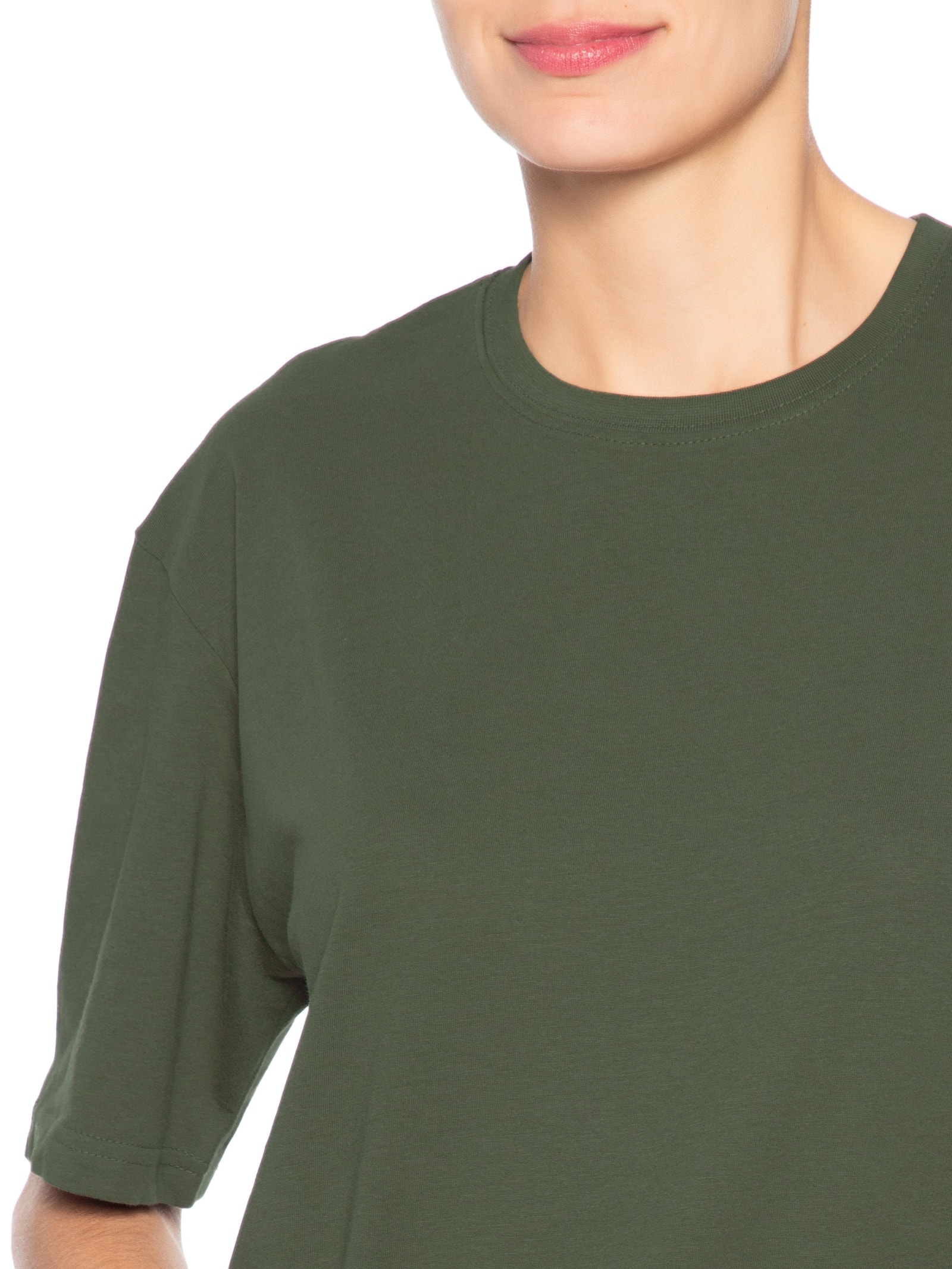 Camiseta Feminina Oversized Manga Curta Verde Basiq