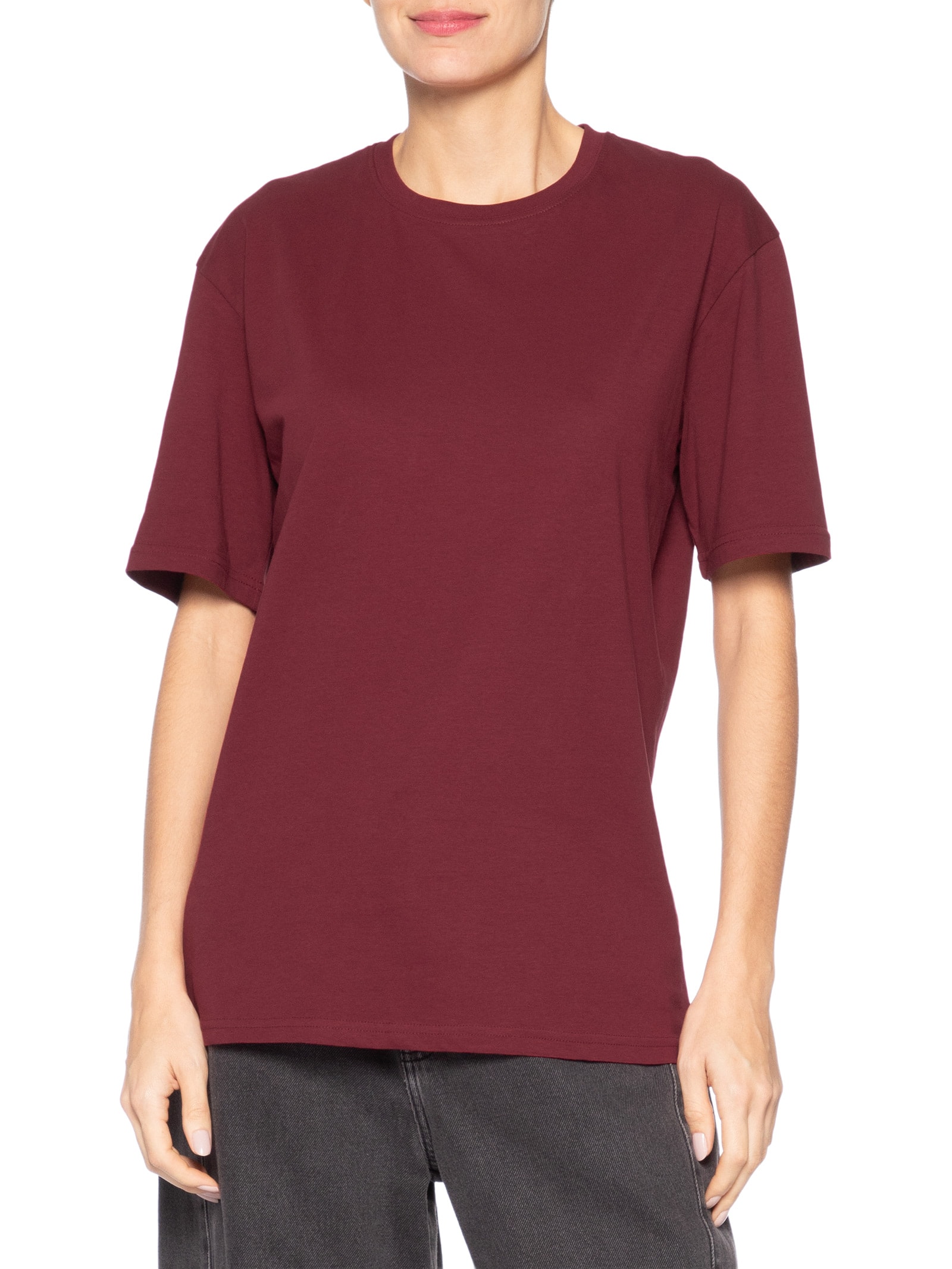 Camiseta Feminina Oversized Manga Curta Vermelho Basiq