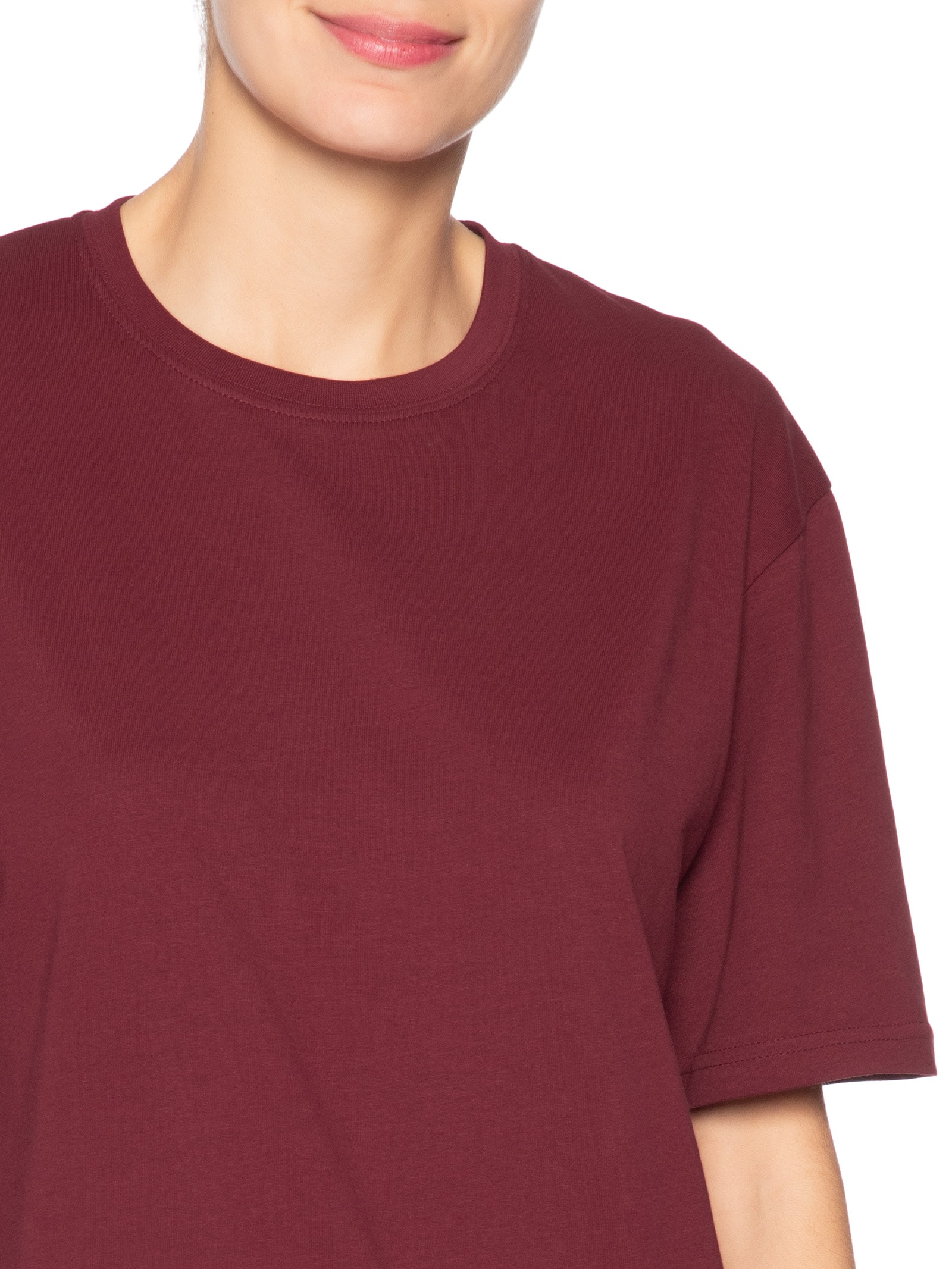 Camiseta Feminina Oversized Manga Curta Vermelho Basiq