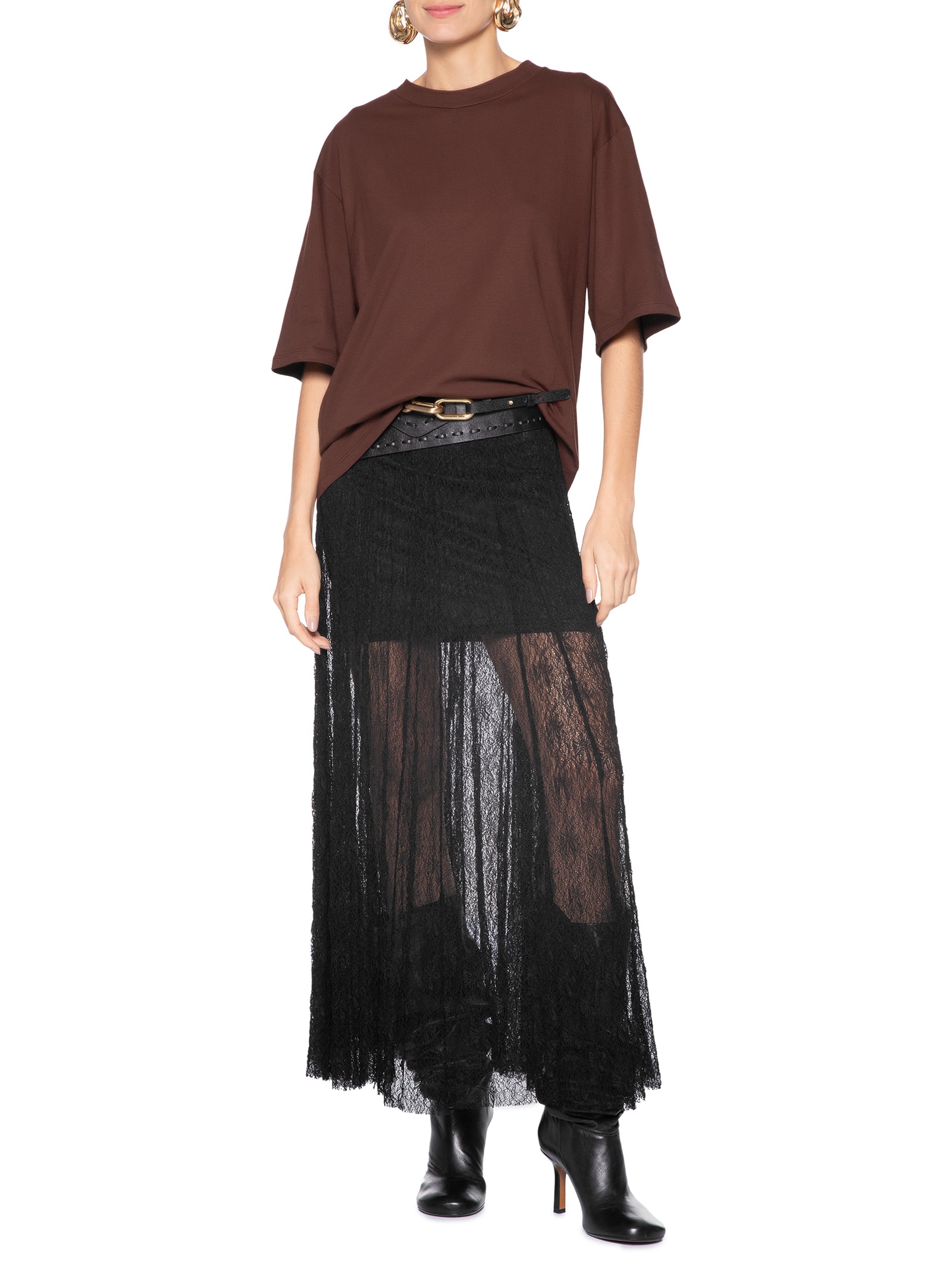 Camiseta Feminina Oversized Marrom Market 33