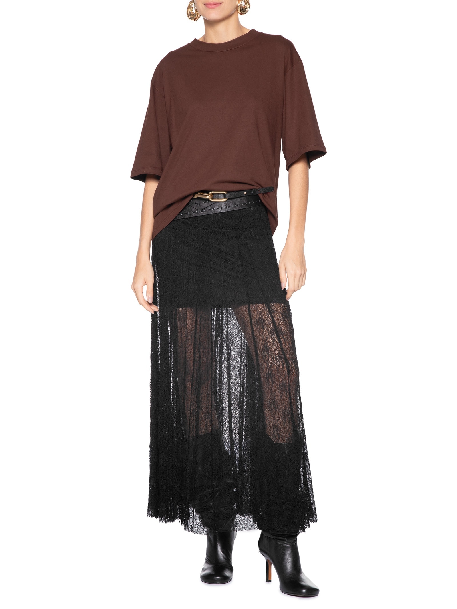 Camiseta Feminina Oversized Marrom Market 33