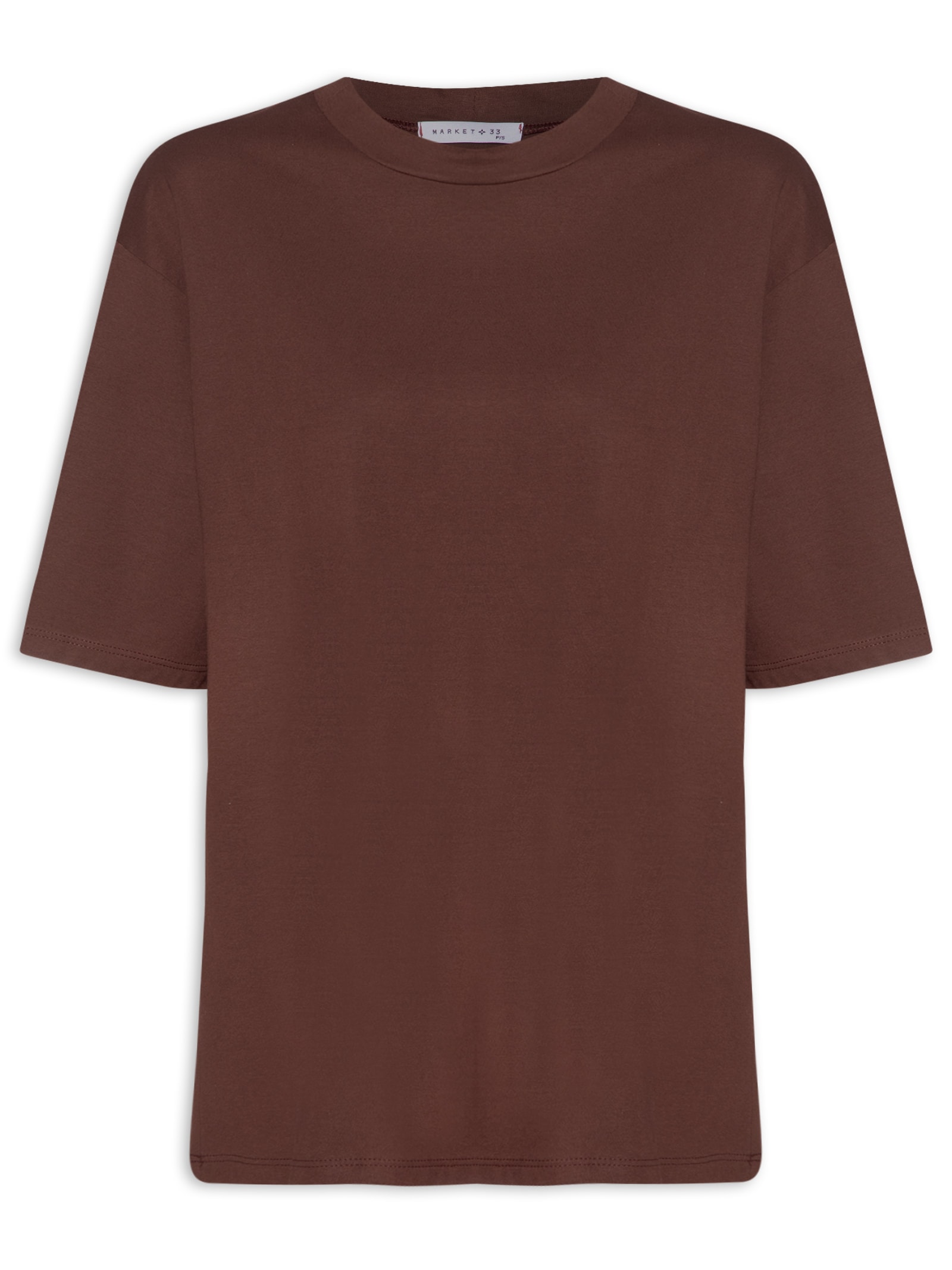 Camiseta Feminina Oversized Marrom Market 33