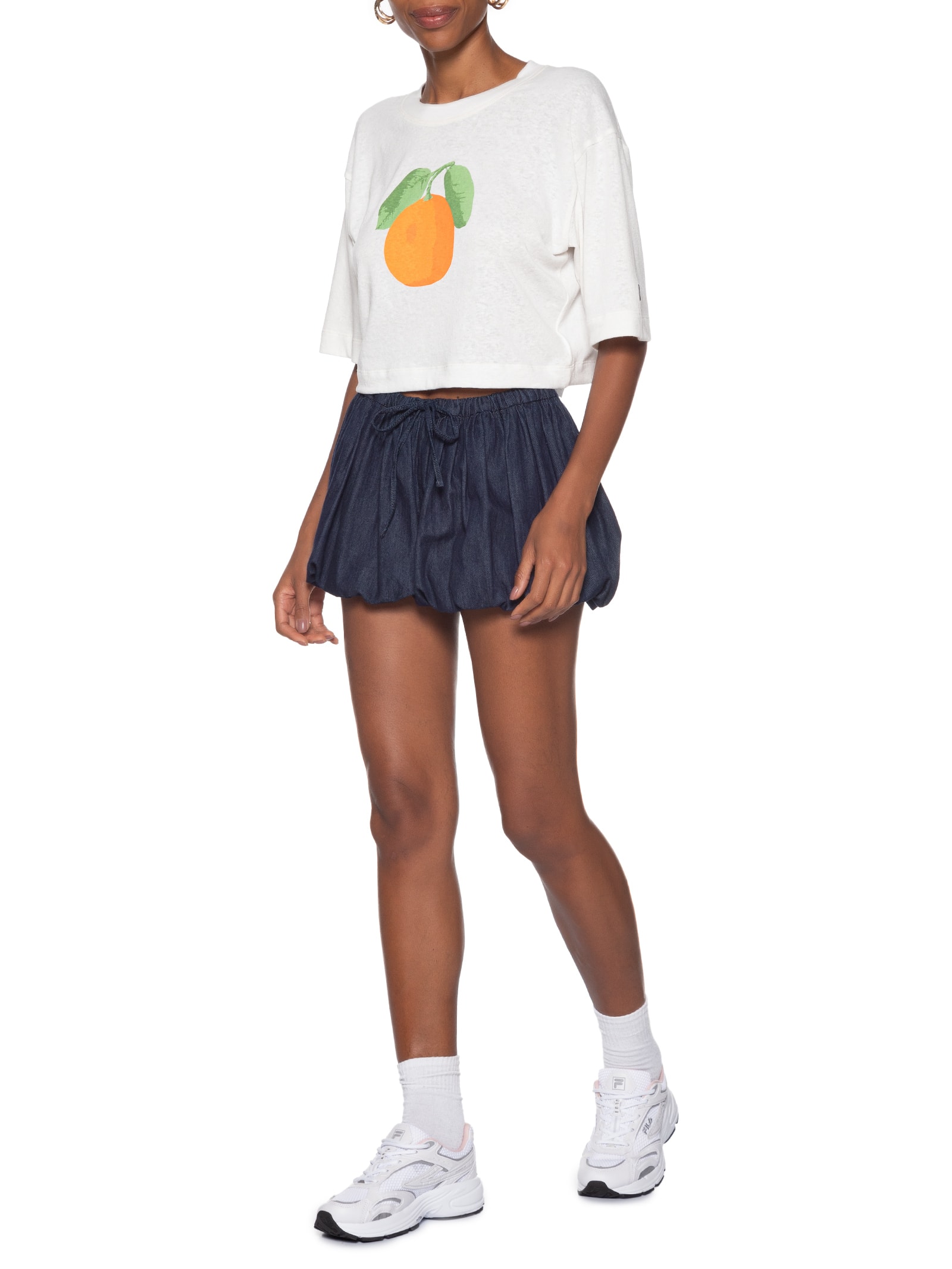 Camiseta Feminina Oversized Orange Grand Turismo Branco Fila