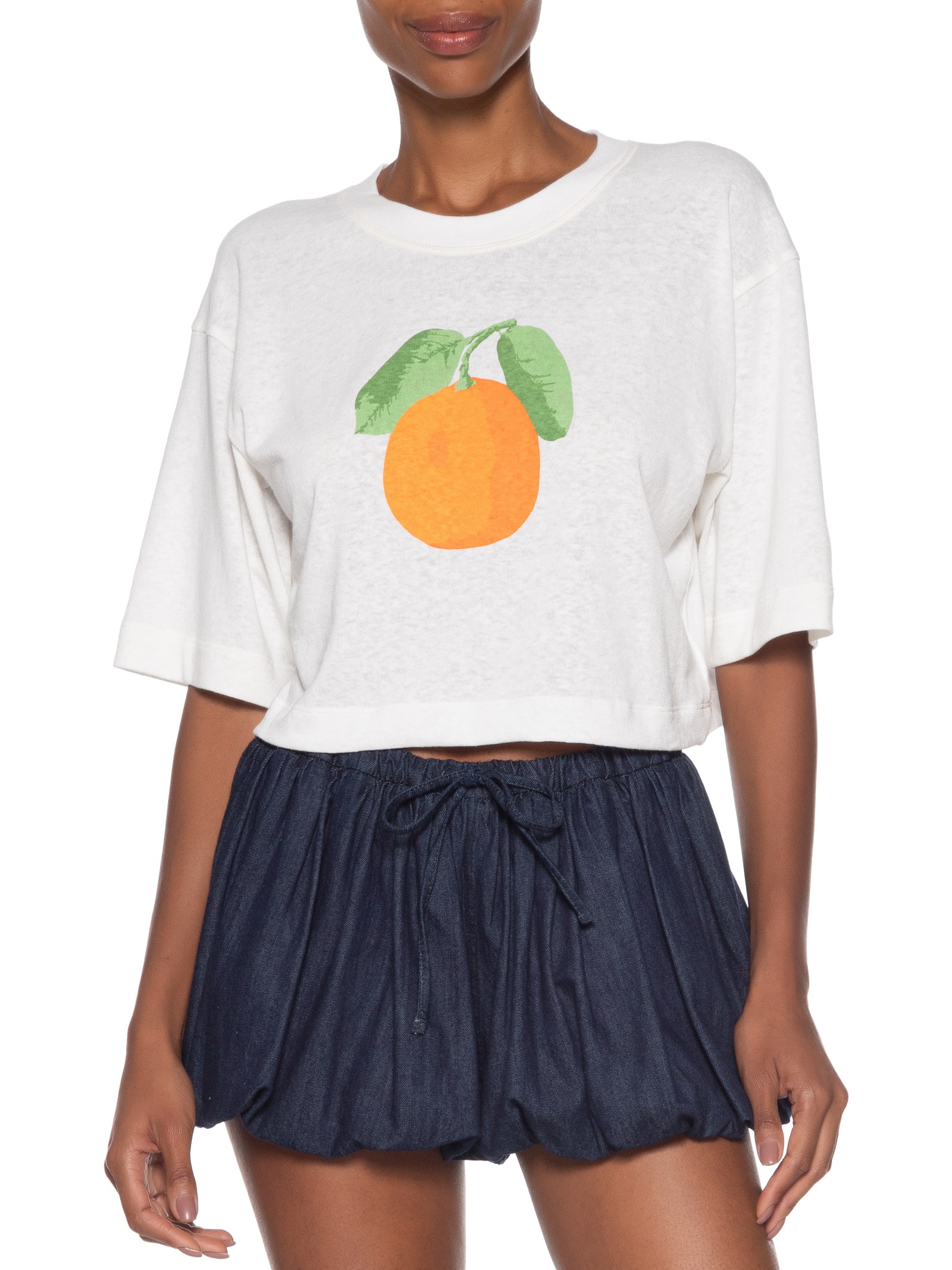 Camiseta Feminina Oversized Orange Grand Turismo Branco Fila