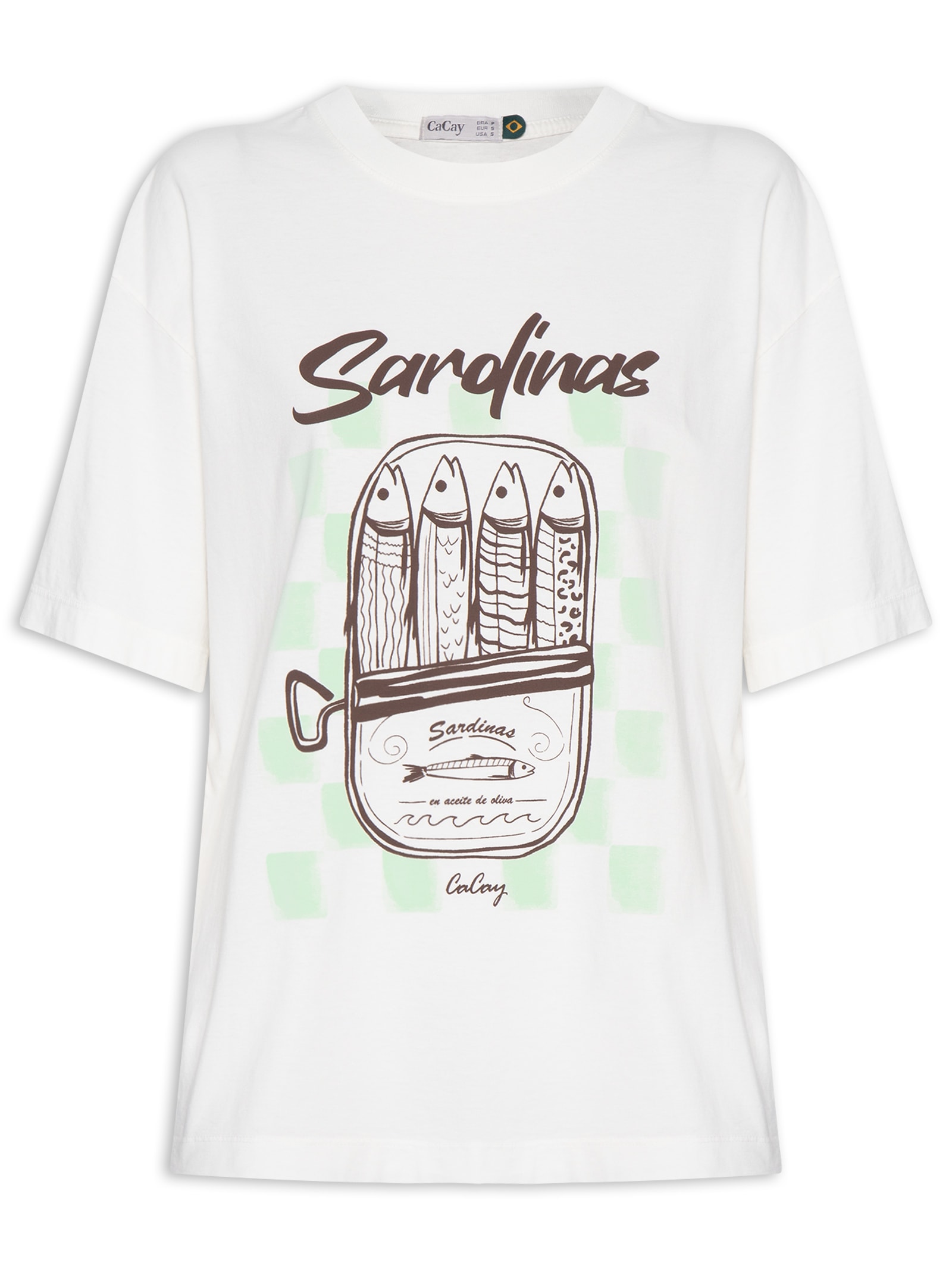 Camiseta Feminina Oversized Sardines Branco Cacay