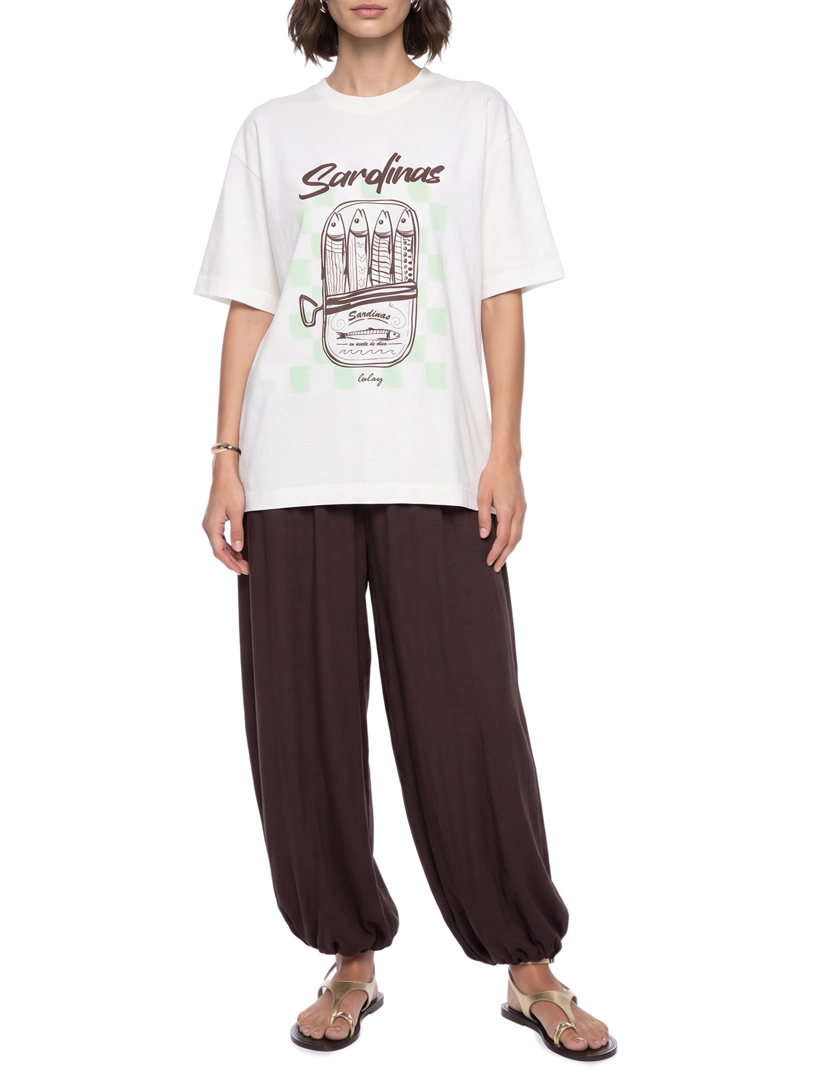 Camiseta Feminina Oversized Sardines Branco Cacay