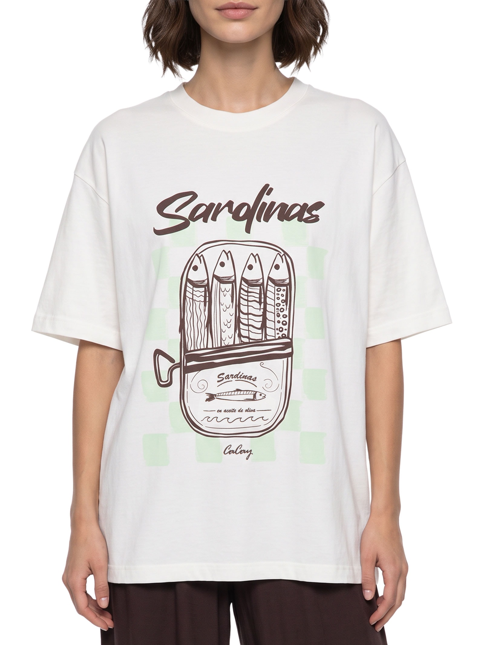 Camiseta Feminina Oversized Sardines Branco Cacay