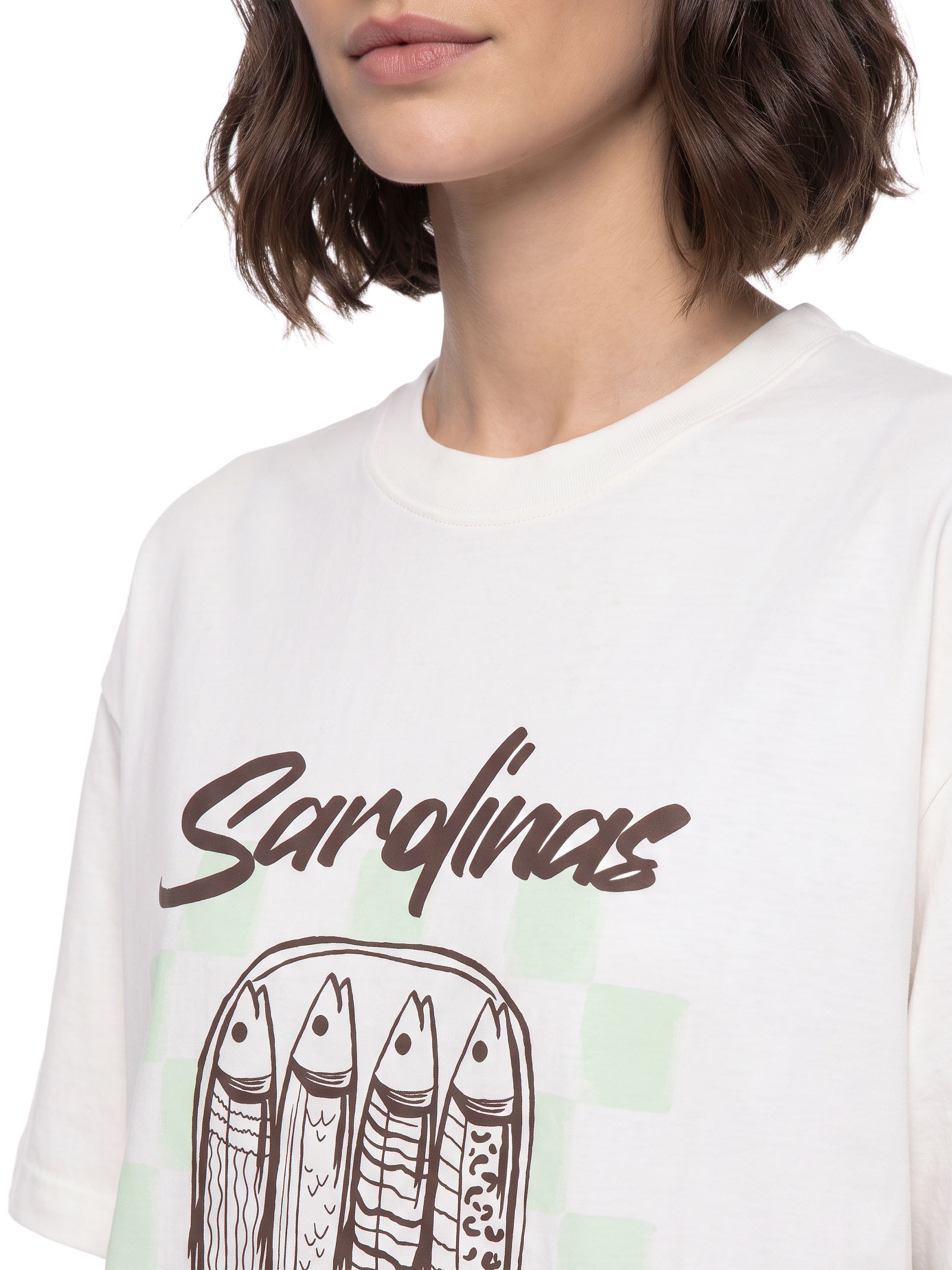 Camiseta Feminina Oversized Sardines Branco Cacay