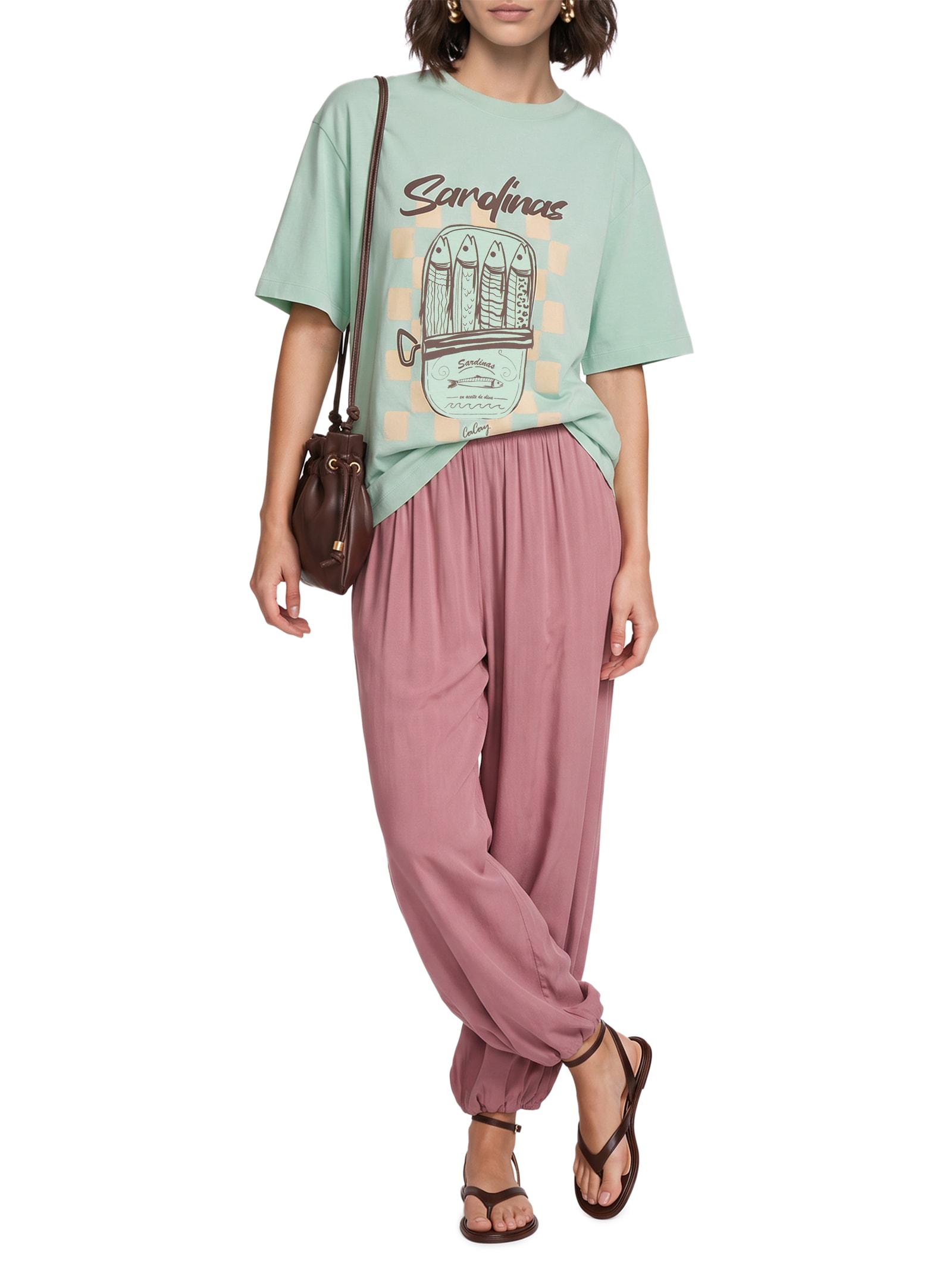 Camiseta Feminina Oversized Sardines Verde Cacay