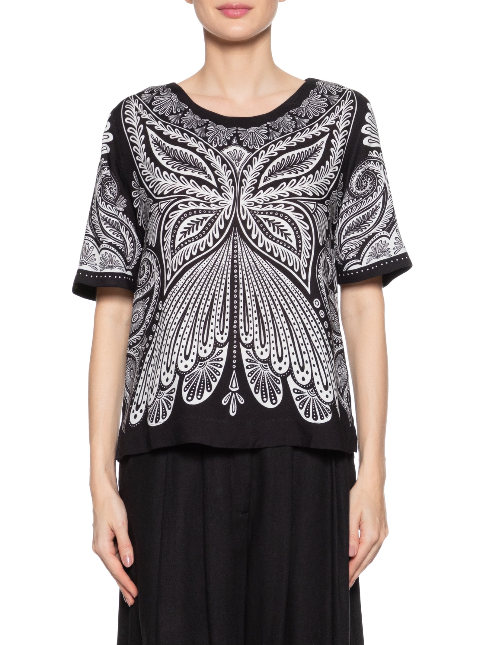 Camiseta Feminina Papillon Preto  Farm