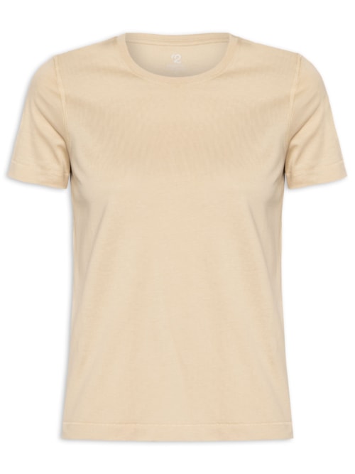 Camiseta Feminina Pima Manga Curta Decote Redondo – Bege