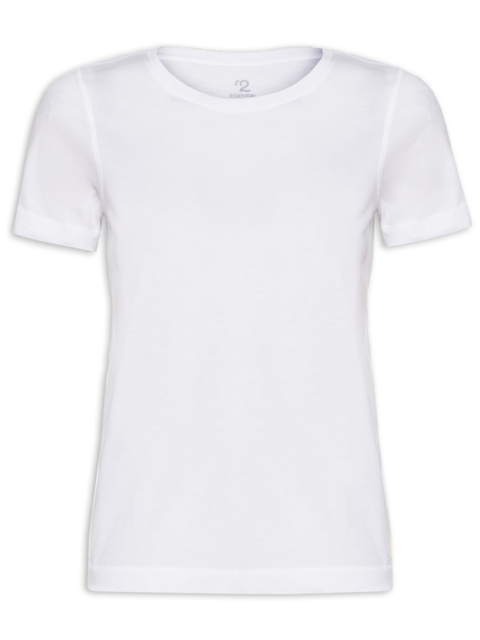 Camiseta Feminina Pima Manga Curta Decote Redondo Branco '2Essential