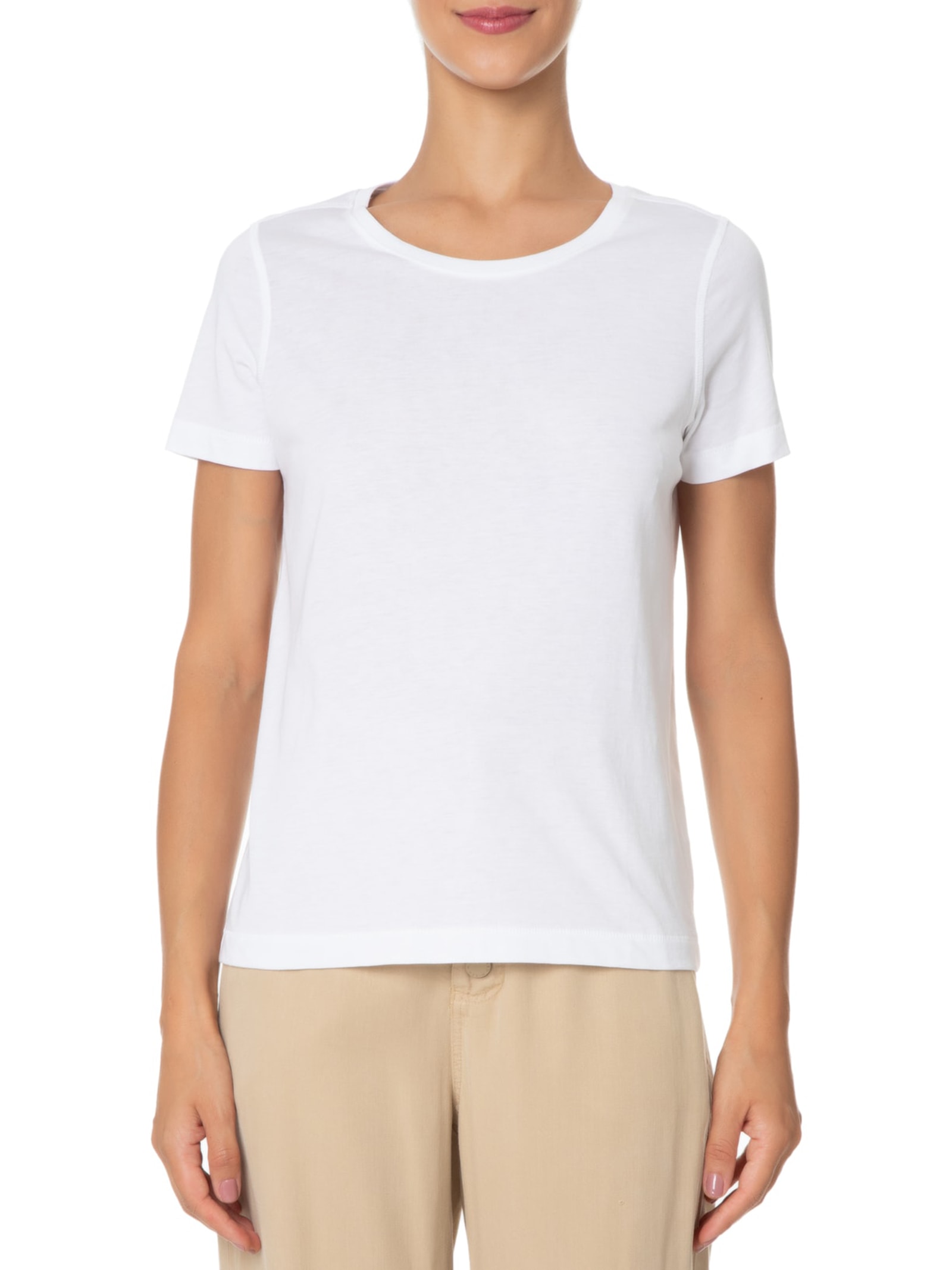 Camiseta Feminina Pima Manga Curta Decote Redondo Branco '2Essential