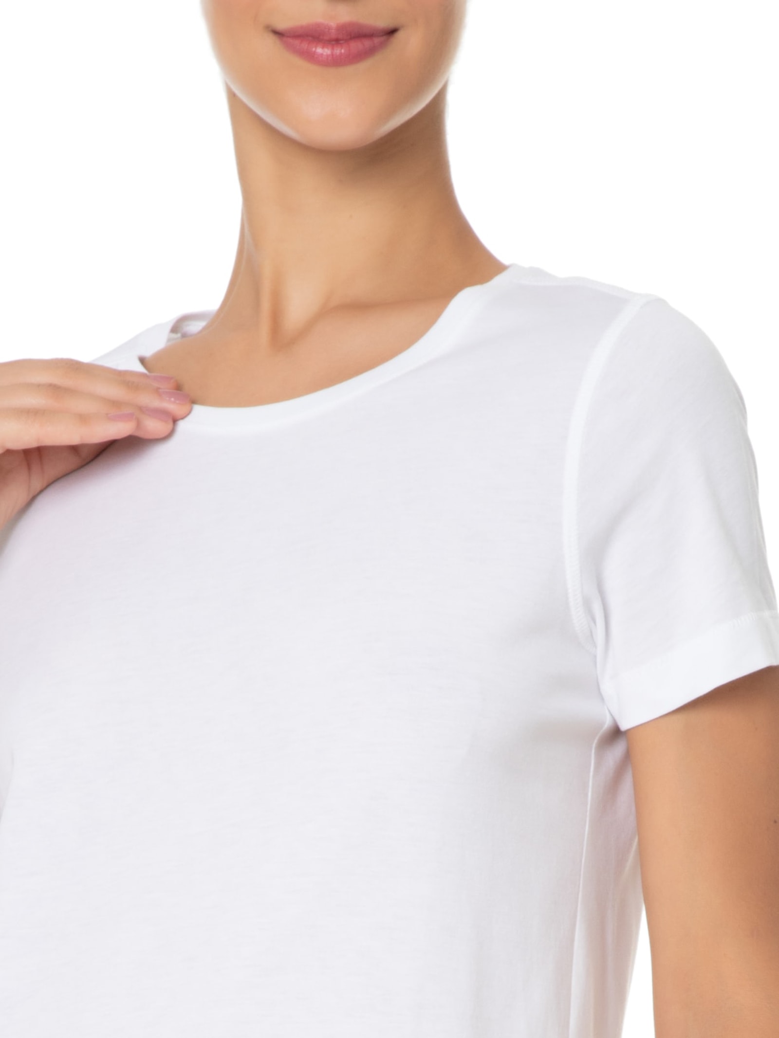 Camiseta Feminina Pima Manga Curta Decote Redondo Branco '2Essential