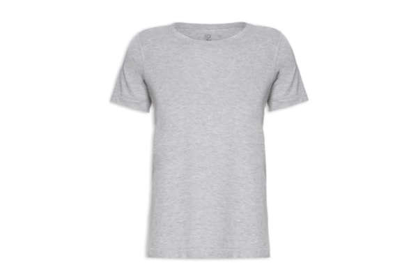 Camiseta Feminina Pima Manga Curta Decote Redondo - Cinza