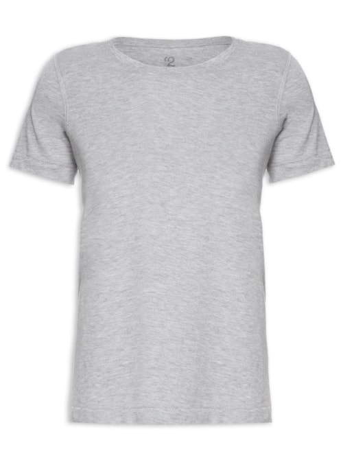 Camiseta Feminina Pima Manga Curta Decote Redondo – Cinza