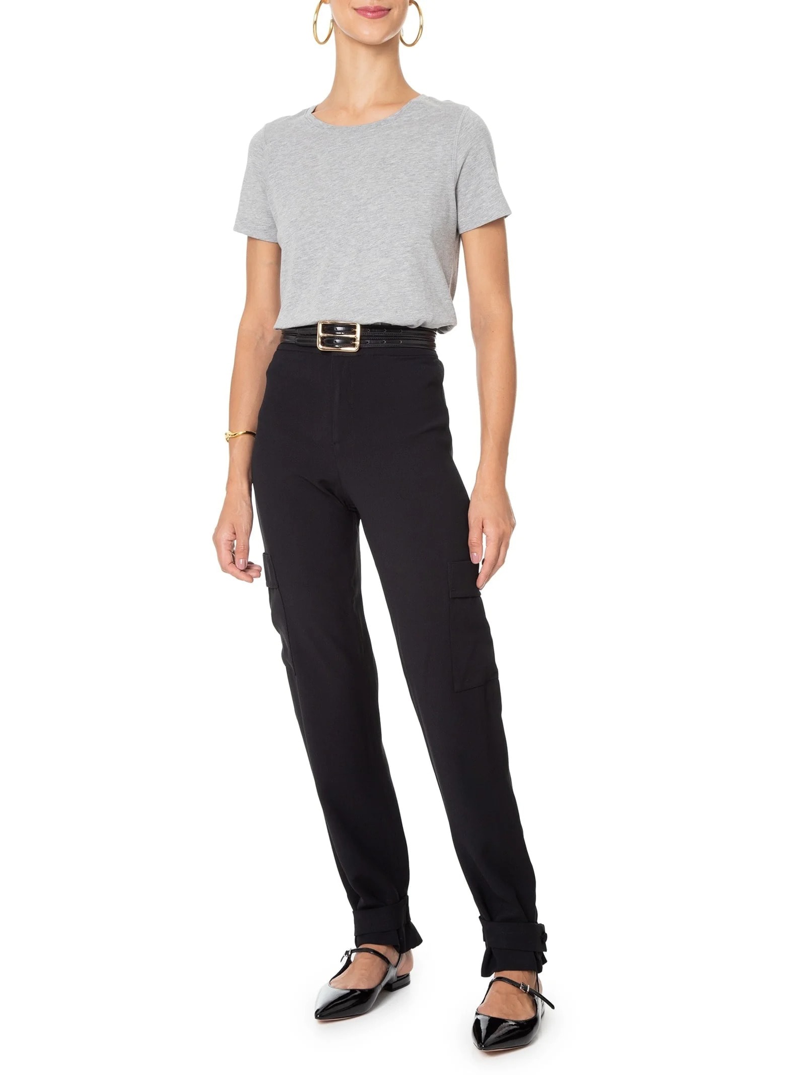 Camiseta Feminina Pima Manga Curta Decote Redondo Cinza '2Essential