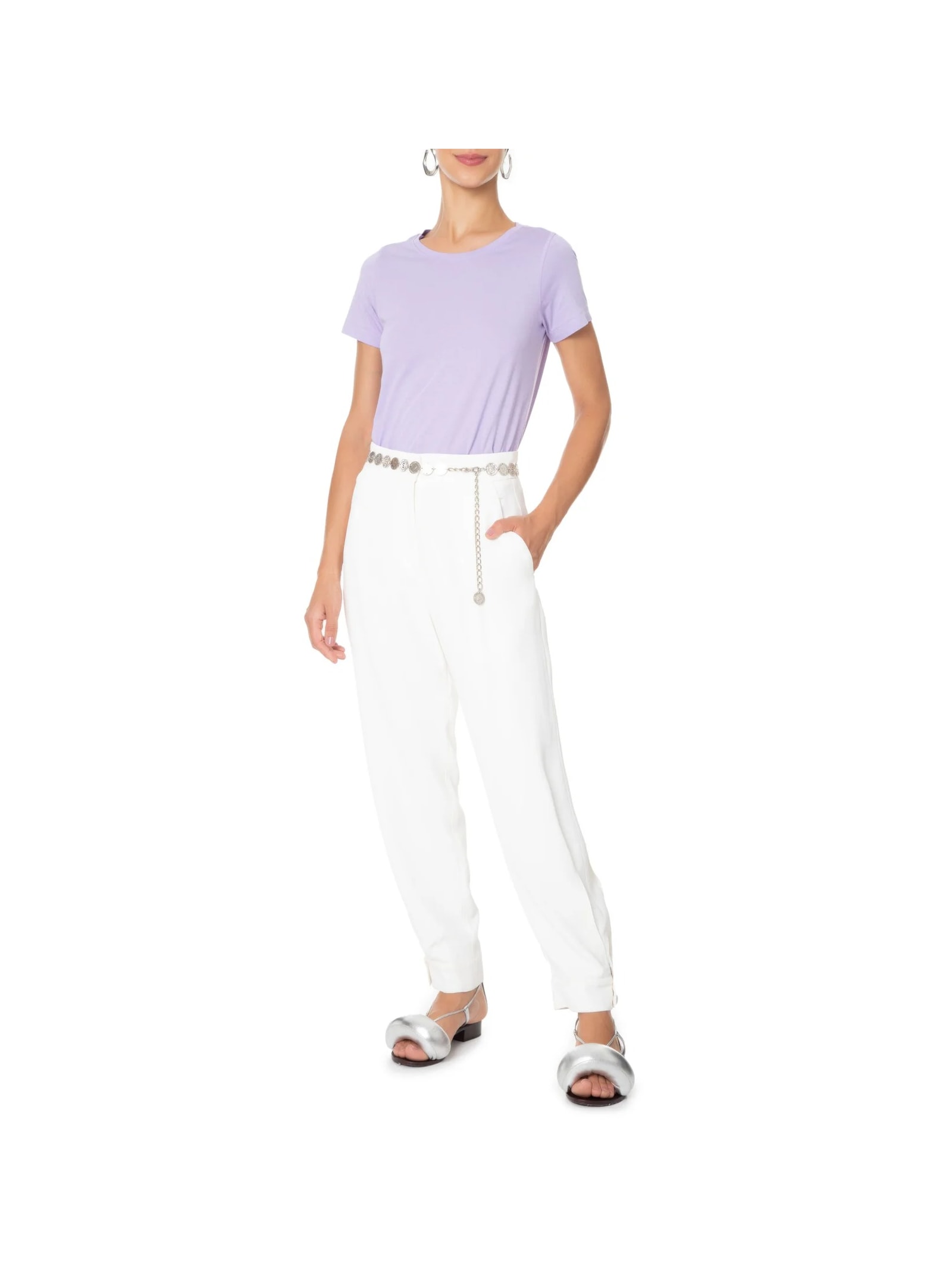 Camiseta Feminina Pima Manga Curta Decote Redondo Lilás '2Essential