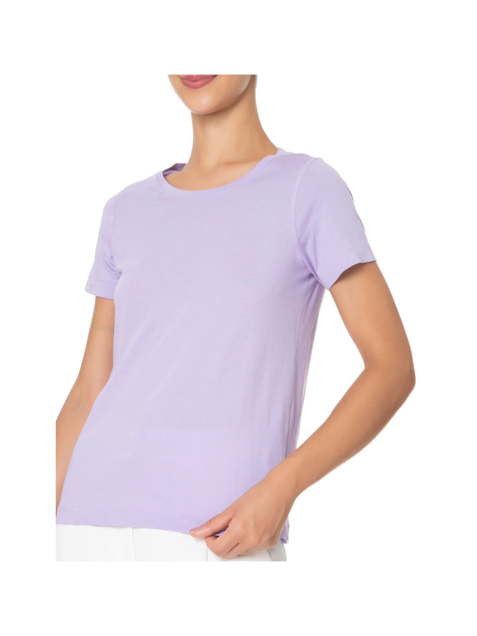Camiseta Feminina Pima Manga Curta Decote Redondo Lilás '2Essential