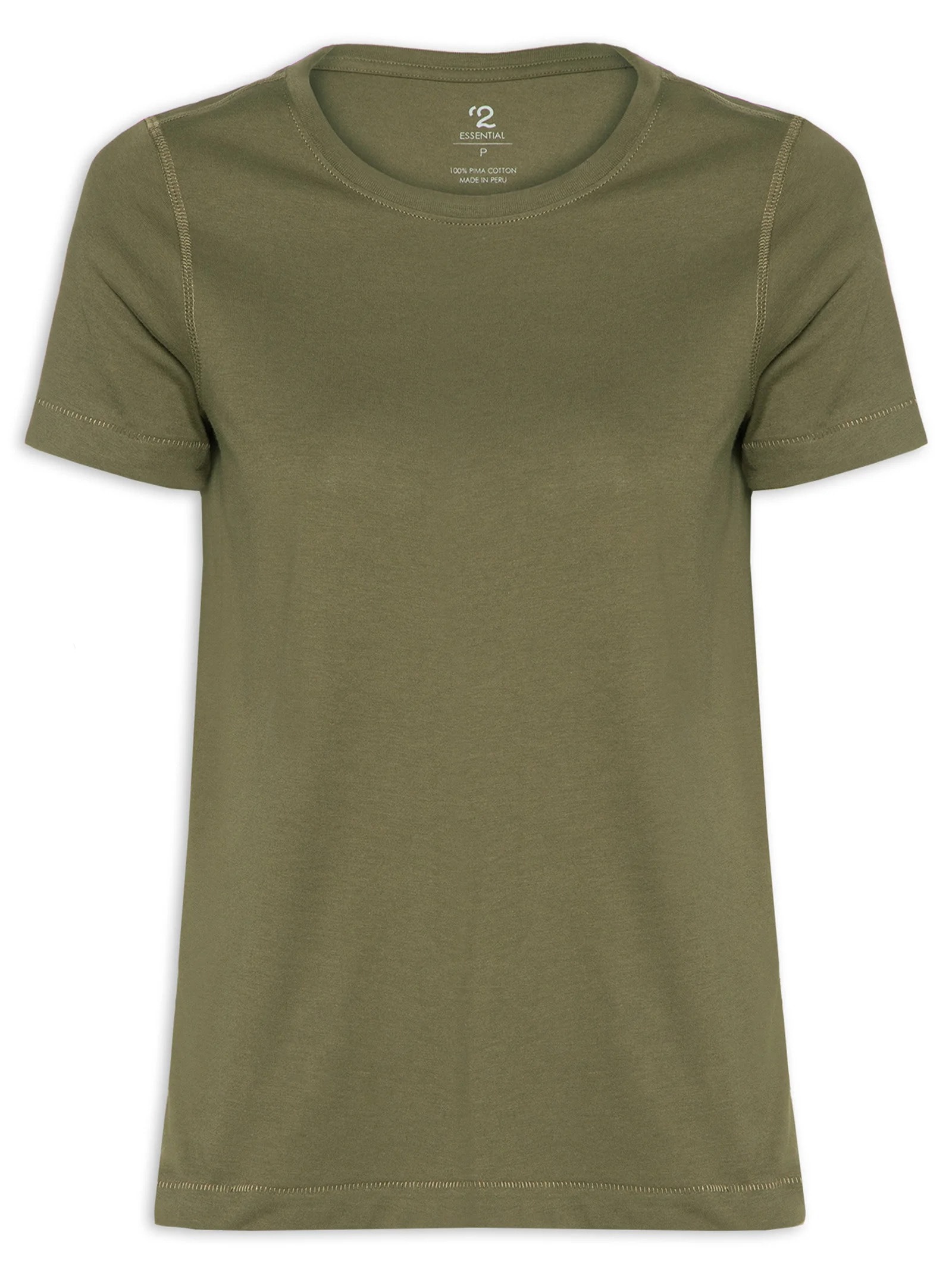 Camiseta Feminina Pima Manga Curta Decote Redondo Verde '2Essential
