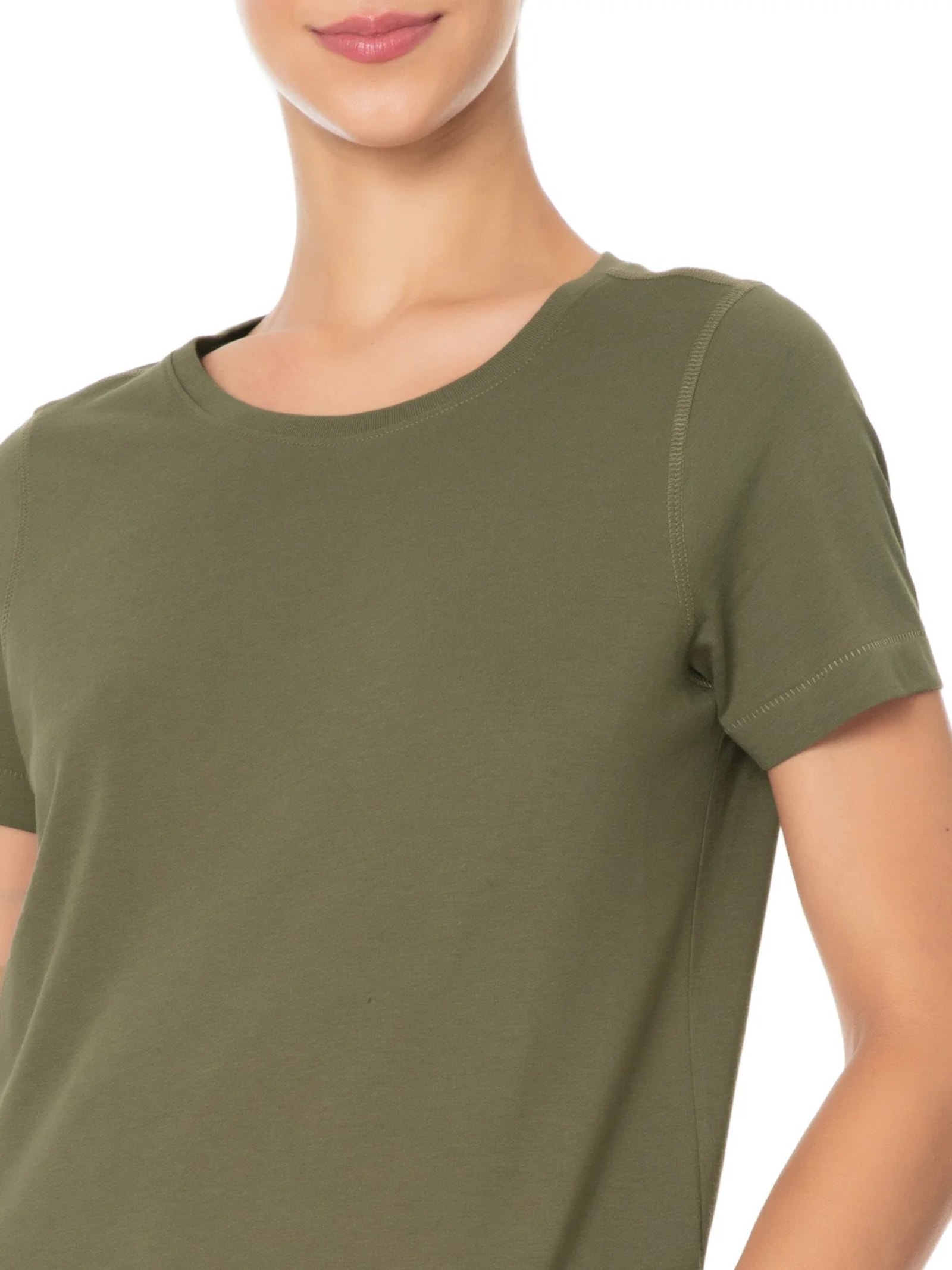 Camiseta Feminina Pima Manga Curta Decote Redondo Verde '2Essential