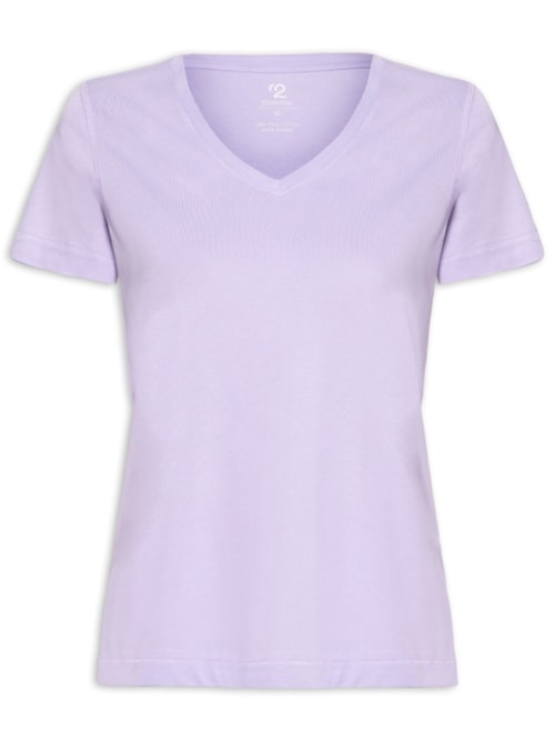 Camiseta Feminina Pima Manga Curta Decote V – Lilás