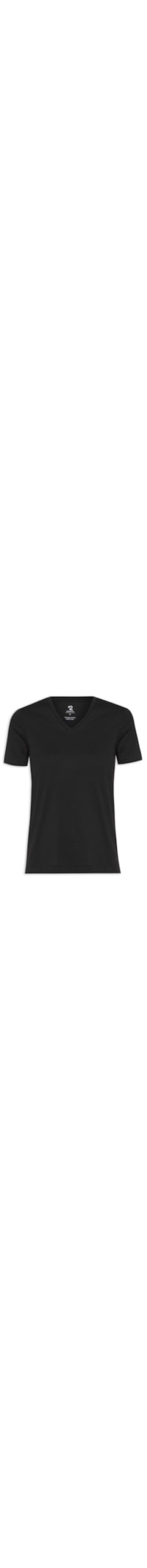 Camiseta Feminina Pima Manga Curta Decote V - Preto