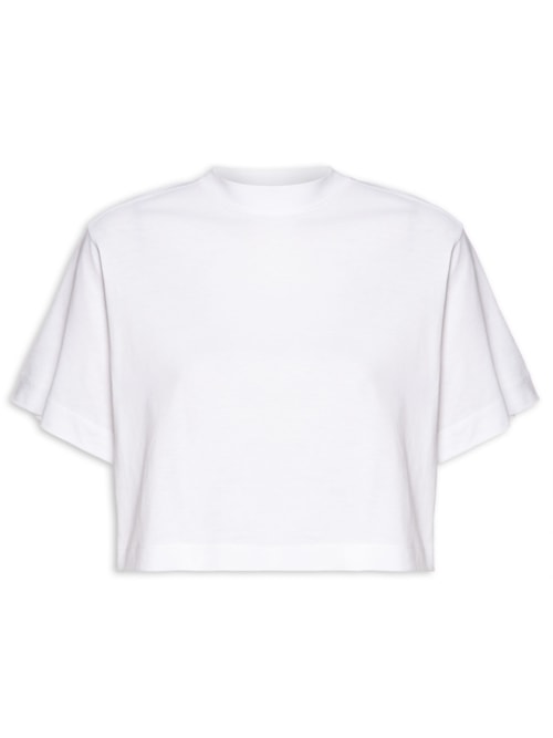 Camiseta Feminina Pima Manga Curta Gola Alta – Branco