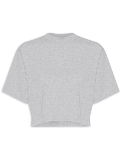 Camiseta Feminina Pima Manga Curta Gola Alta – Cinza